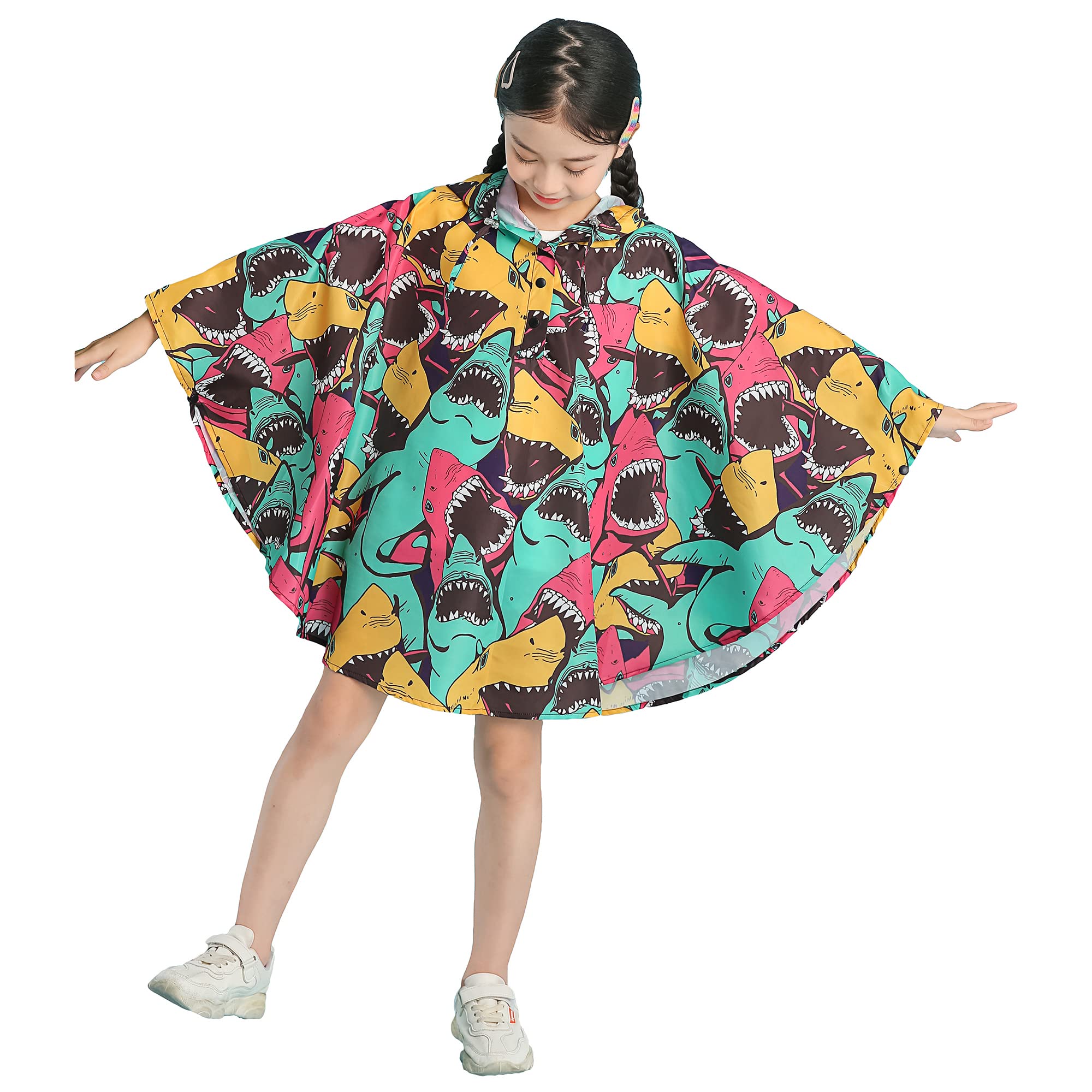 Bambini Impermeabile Giacca da Pioggia Poncho da Pioggia Bambina Incappucciato Riutilizzabile Cappotto di Pioggia Bello come Materiale e ha la Sua Sacca 1-12 anni