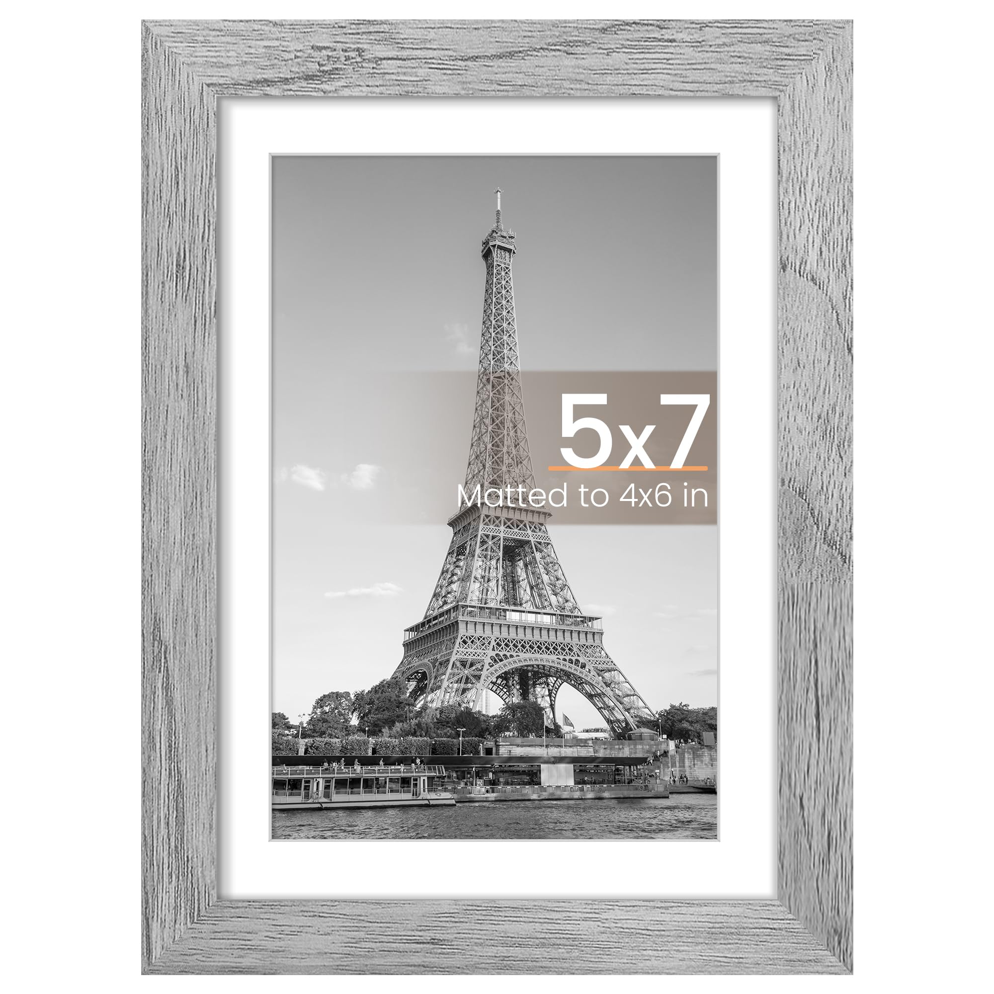 upsimples 5x7 Picture Frame, Display Pictures 4x6 with Mat or 5 x 7 Without, Wall Hanging Photo Frames, Gray, 1 Pack | 5 x 7 Small Frame, 4x6 Frame with Mat for Gallery Wall, Family, Baby, Dog, Dorm, Christmas, Mothers' Day