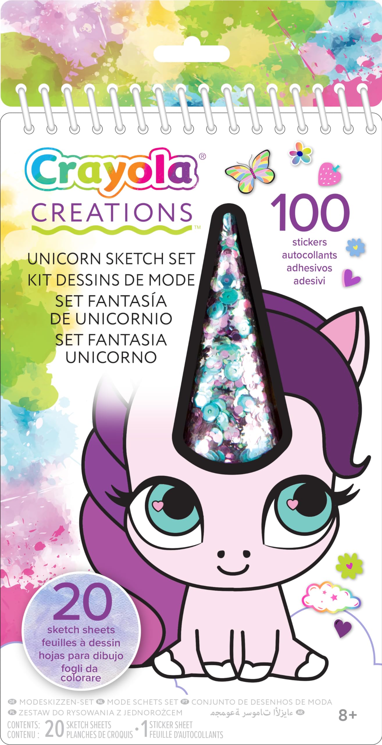 CRAYOLA Creations - Set Fantasía de Unicornio, Album de Dibujo con 100 Adhesivos, Actividad Creativa y Regalo para Niñas, a partir de 8 años, 04-1174