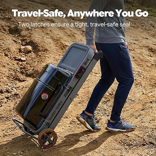 Miniatura 4 de Parrilla de gas propano con carrito plegable y construcción resistente, ruedas grandes todo terreno para un fácil movimiento, parrilla de barbacoa