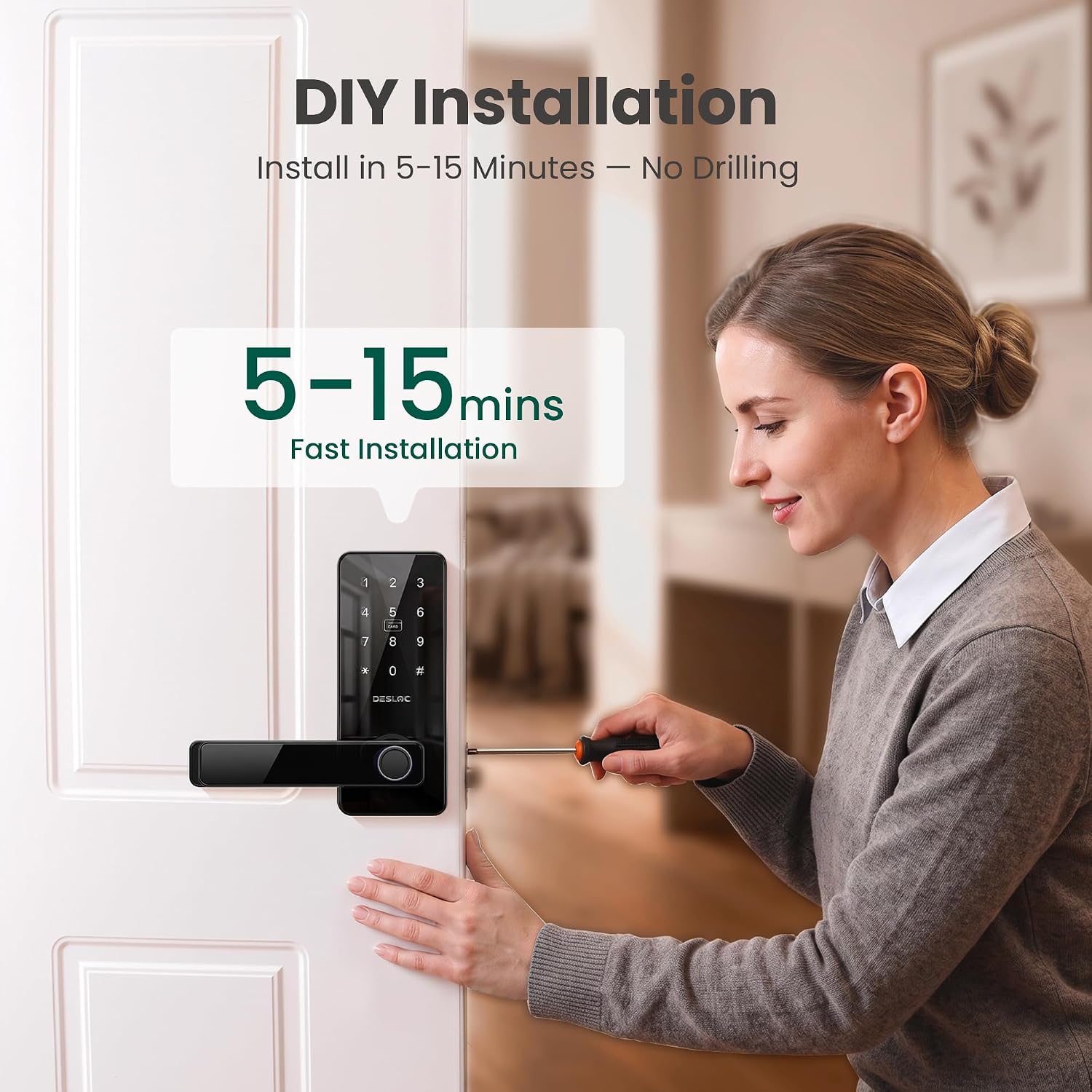 DESLOC Smart Handle Lock with Keypad, Fingerprint Knob for Front Door 8 81u7yrmYAzL. AC SL1500