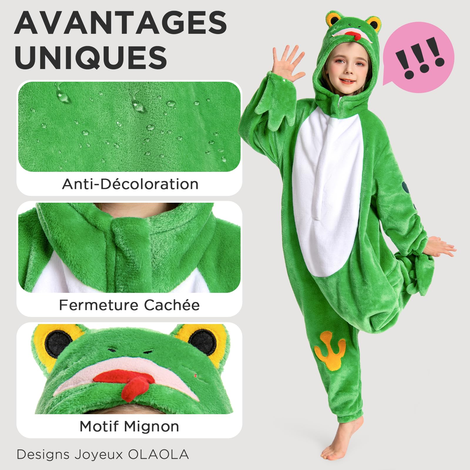OLAOLA Combinaison Pyjama Garçons Filles Animaux Costume Unisexe Enfant Onesie Carnaval Halloween Cosplay Deguisement Kigurumi Pyjamas Fête Vêtements de Nuit