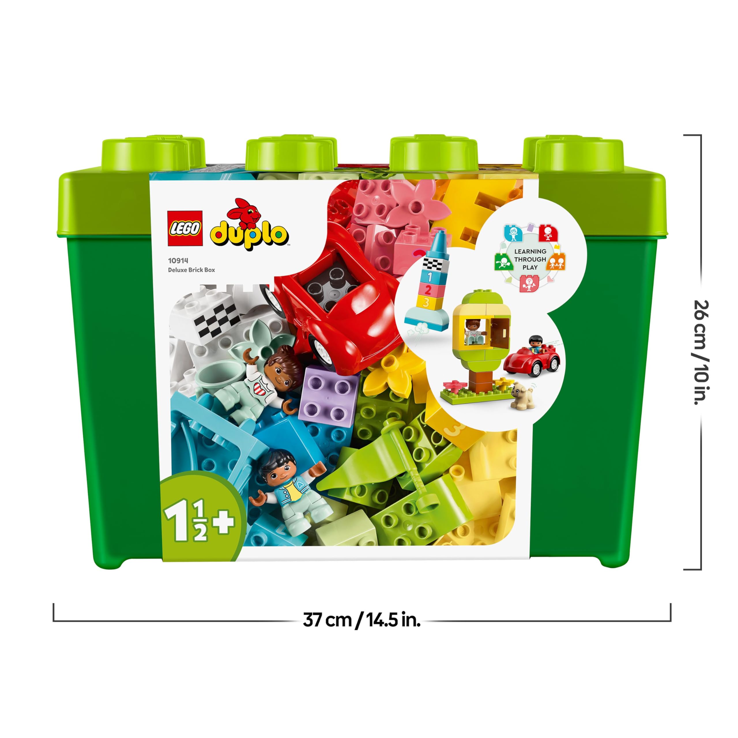 LEGO Duplo La Boîte de Briques Deluxe - Jouet dès 1 an Développant la Motricité Fine - Voiture, Briques avec Chiffres, Figurines d'animaux & Rangement pour Jouets - Cadeau pour Fille ou Garçon 10914