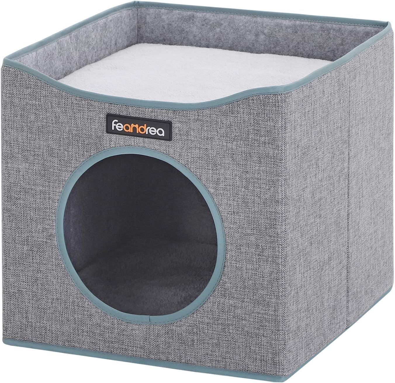 FEANDREA Foldable Cat Condo, Cube Cat Cave, 33 x 37 x 33 cm, Grey PCB03G Amazon.co.uk Pet