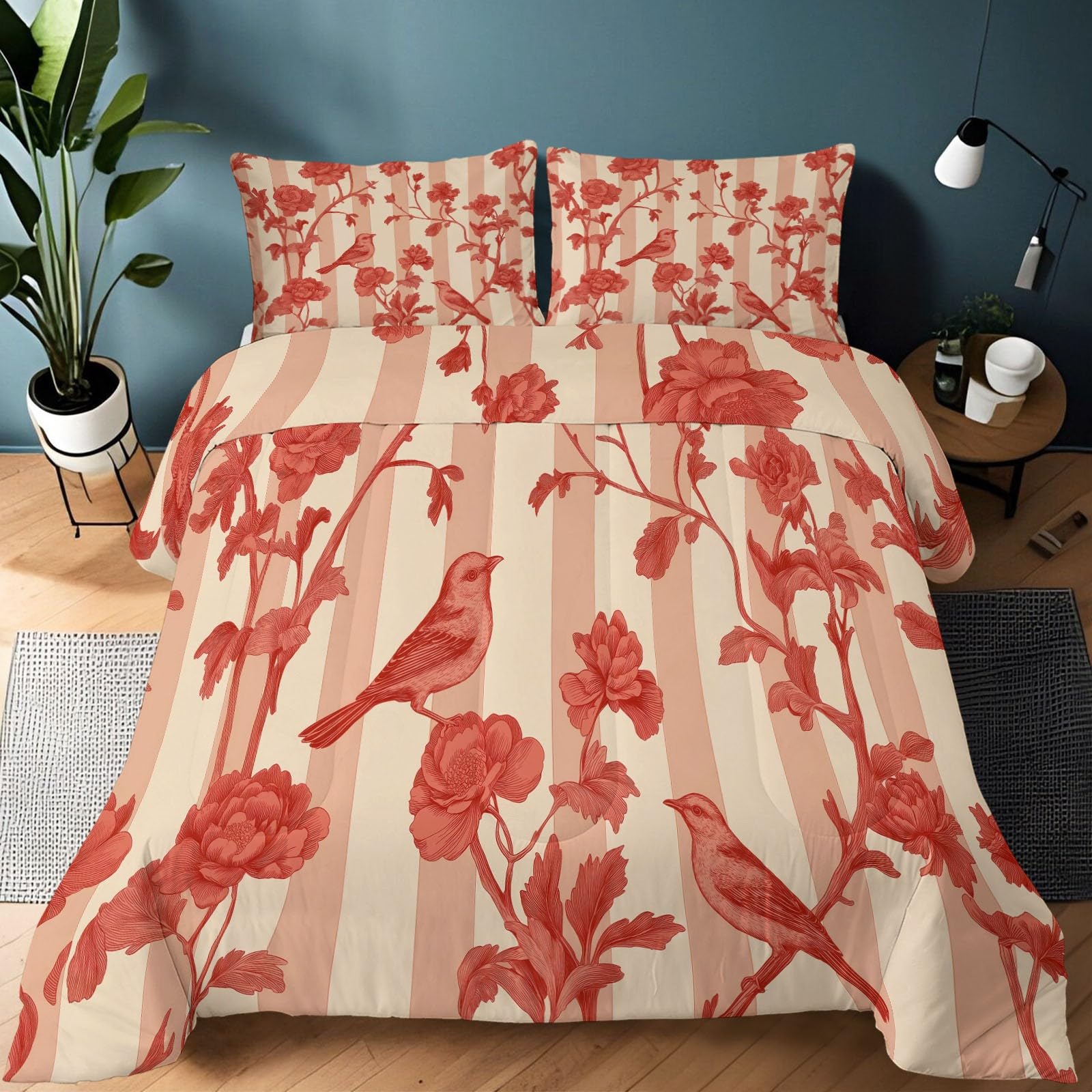Couette enfant 140x200 cm vigne fleurie terracotta avec 2 taies