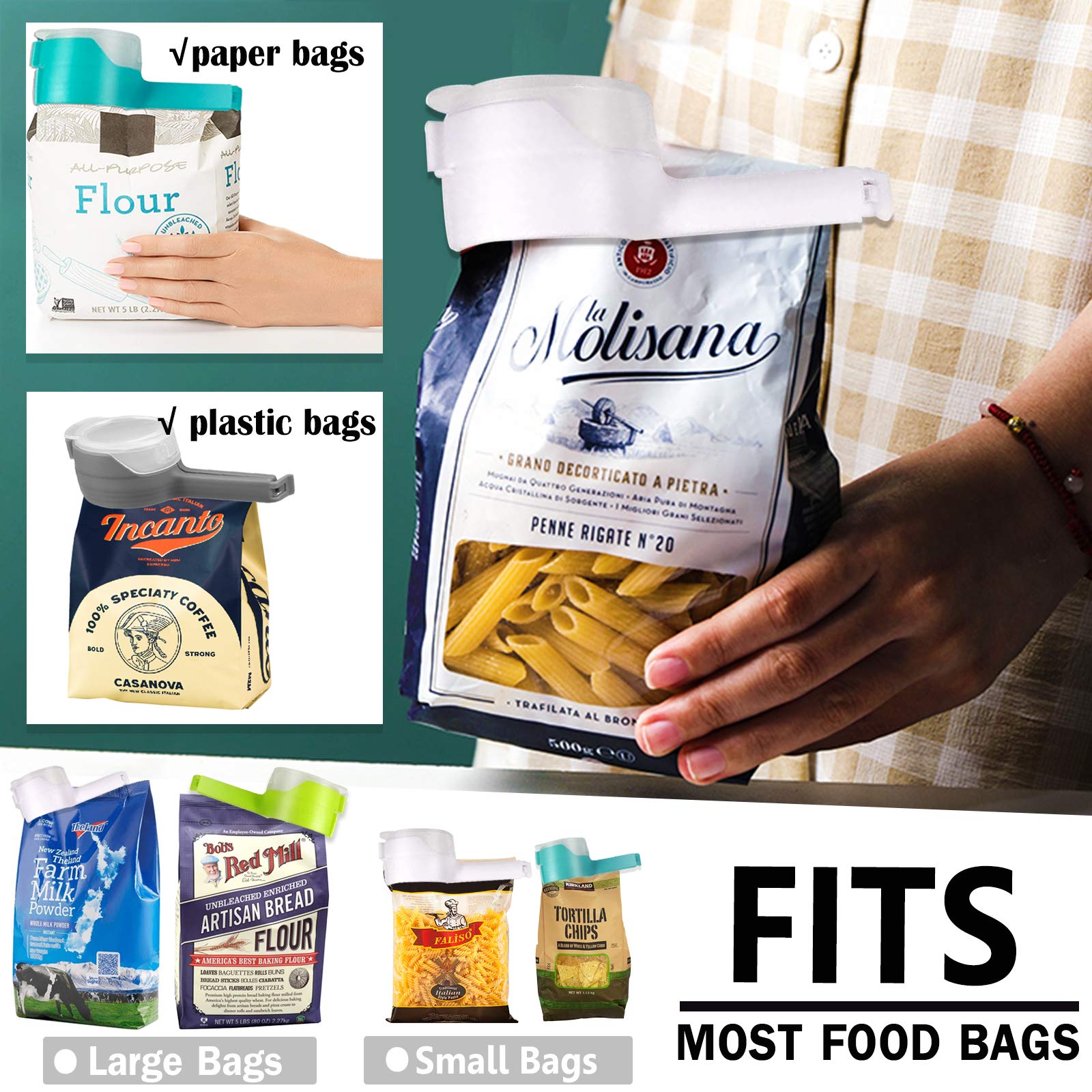 flour bag clip with spout