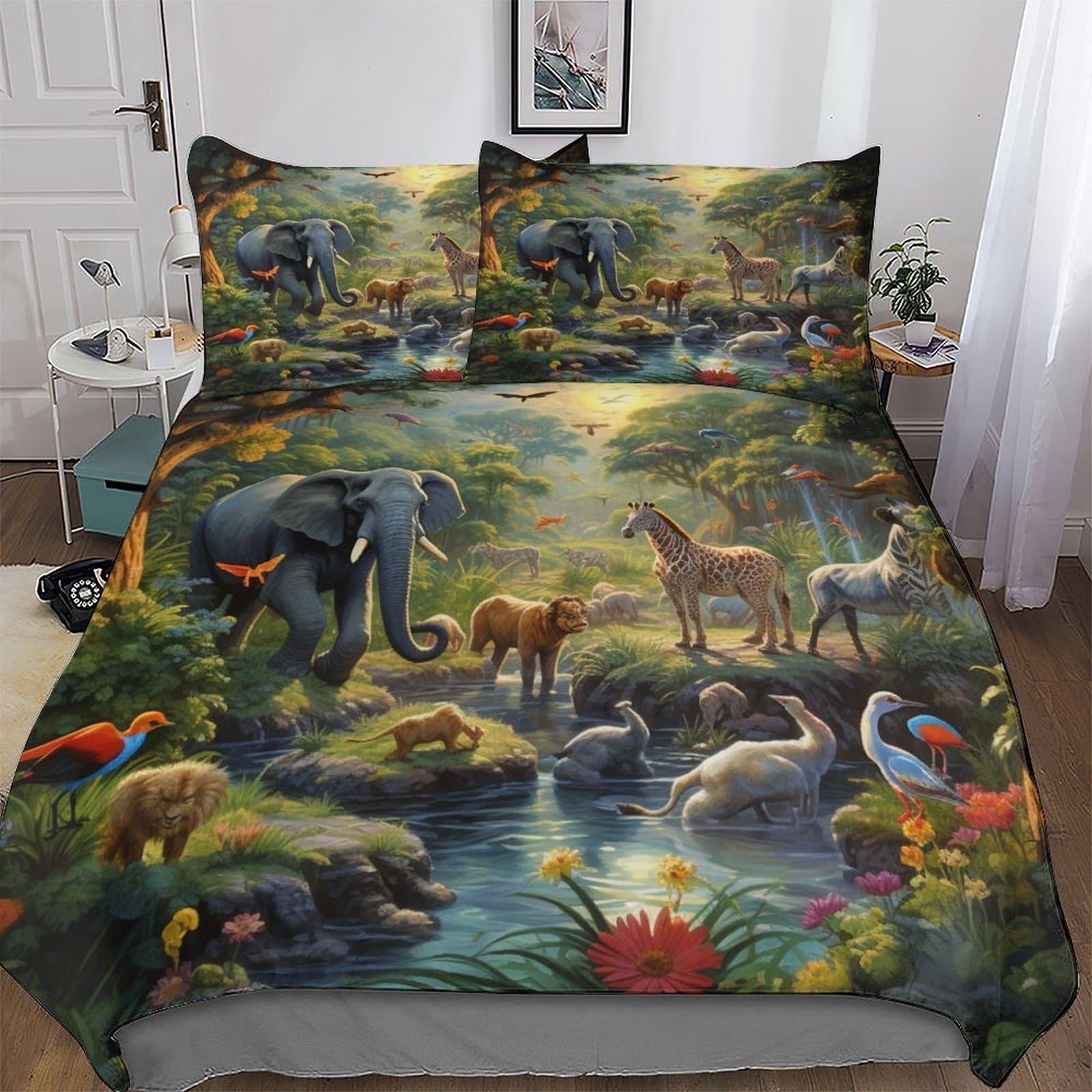 Parure de lit animaux de la jungle 220x240 pour une chambre d'enfant style safari aventure