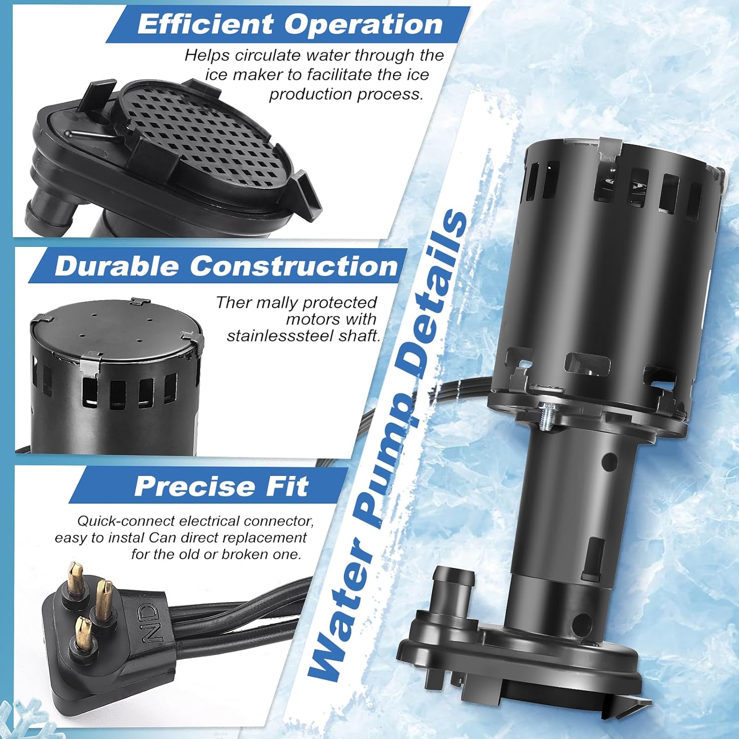 9161079-06 2700RPM 230V Ice Maker Machine Water Pump Replacement for ICE-O-Matic Cornelius 60/50Hz 6GPM,Replace 9161076-02 9161079-03,ICE9161076, ICE9161079-06, 803341, 803339, 620204637