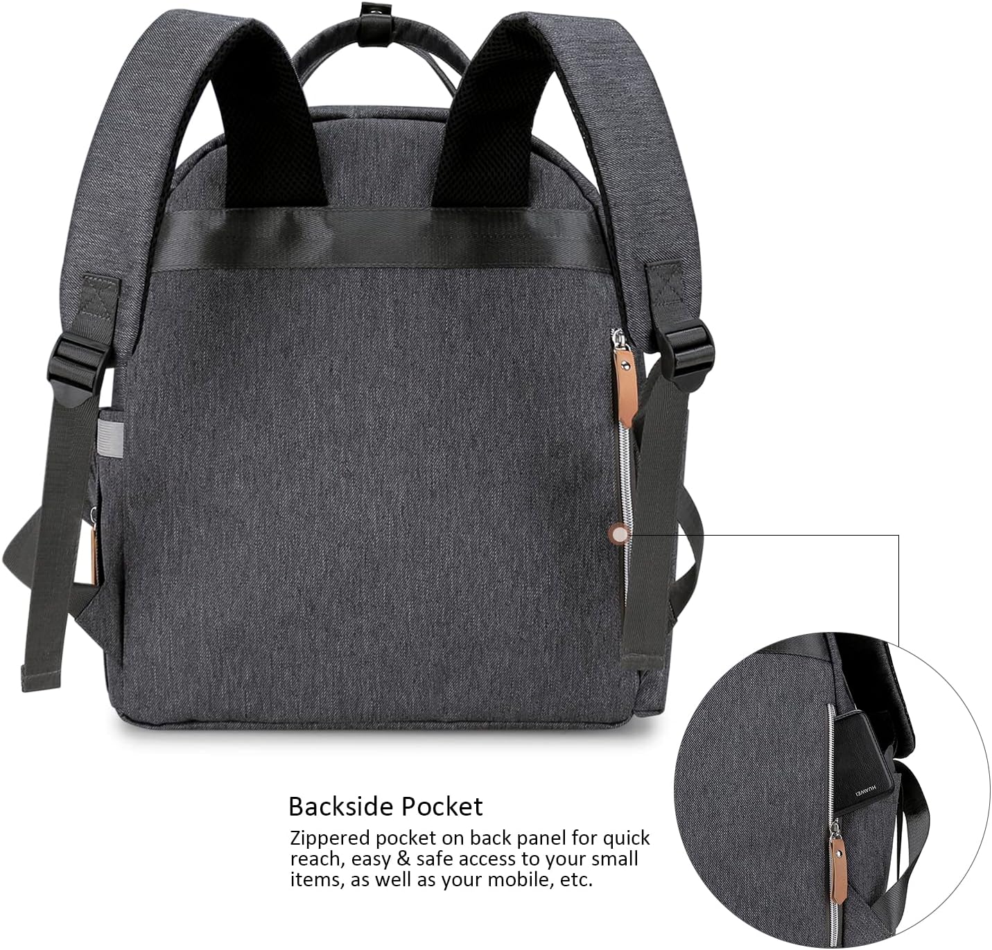 MOMIGO Baby Diaper Backpack - Large Capacity Water-Resistant Nappy Bag with Stroller Straps & Pacifier Case, Unisex and Stylish Travel Backpack&Outdoor Bag (Grey Flower)