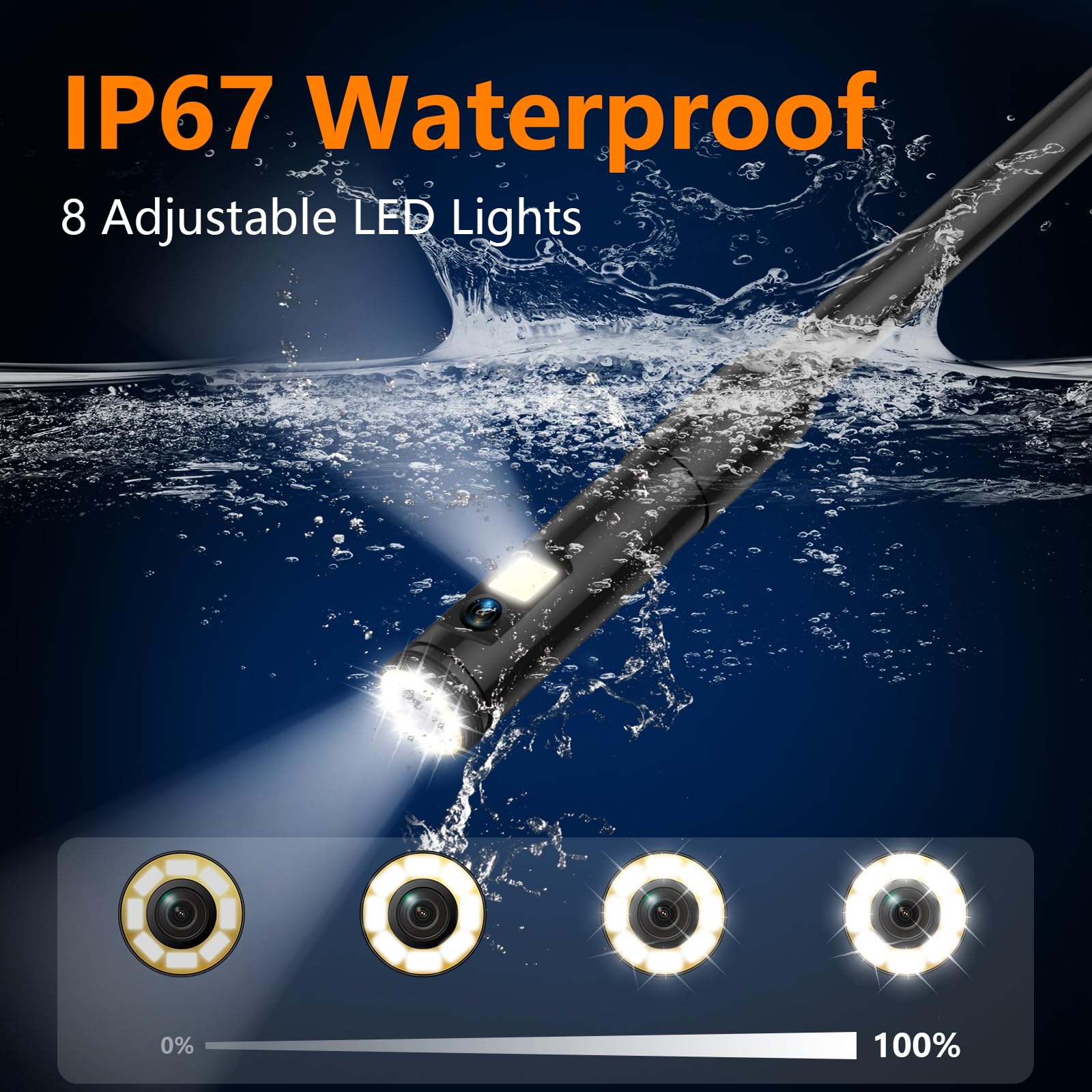 Kamera inspekcyjna endoskopowa z dwoma obiektywami, Ennovor 5.0'' IPS Boroskop z 8+1 diodami LED, wodoodporne kamery inspekcyjne IP67, kamera odpływowa 1920P HD, półsztywny kabel, gadżety dla mężczyzn