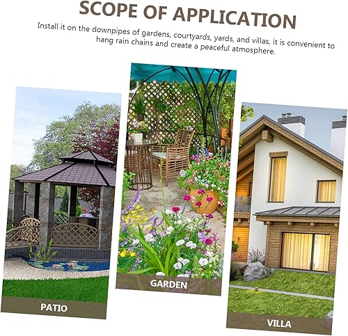 Miniatura 9 de 1 juego de ganchos de cadena de lluvia en forma de gancho para salida de bajante ideal para cadenas de lluvia instalación adaptador de canalón para