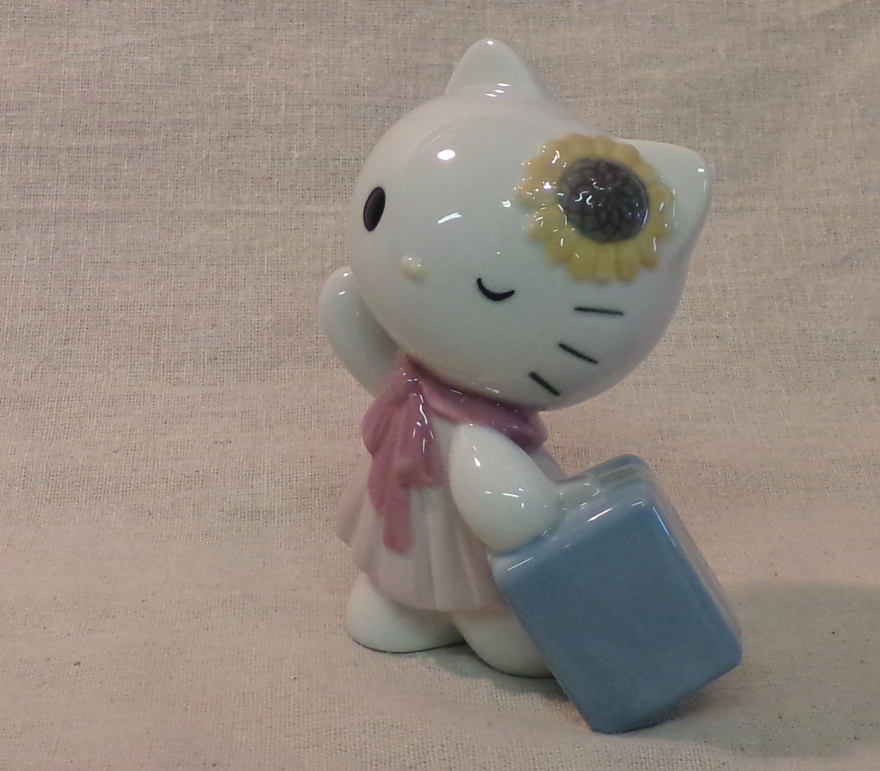 Nao White Travelling With Hello Kitty. Porcelain Hello Kitty Figure.