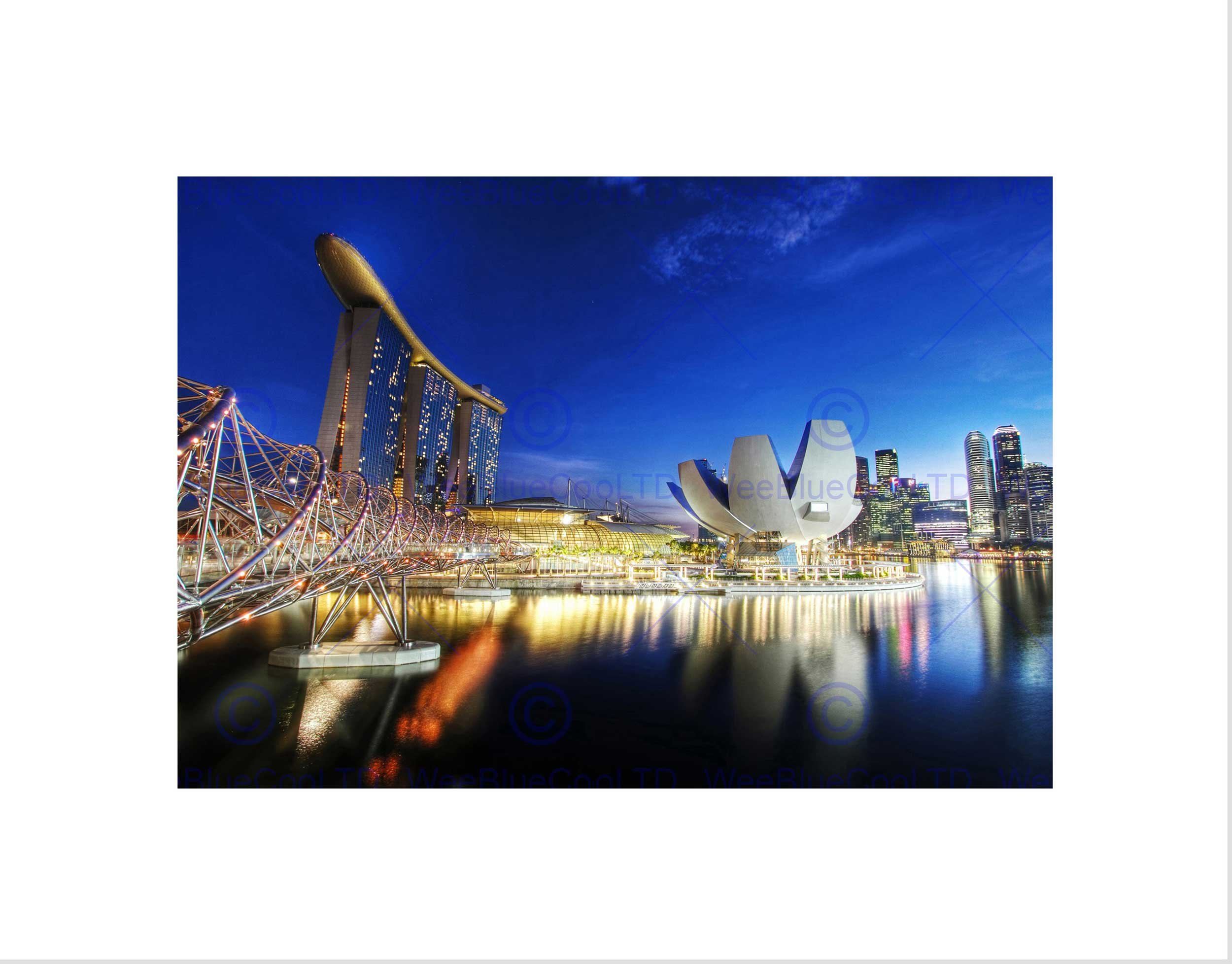 Wee Blue Coo Cityscape Marina Bay Sands Singapore Picture Wall Art Print