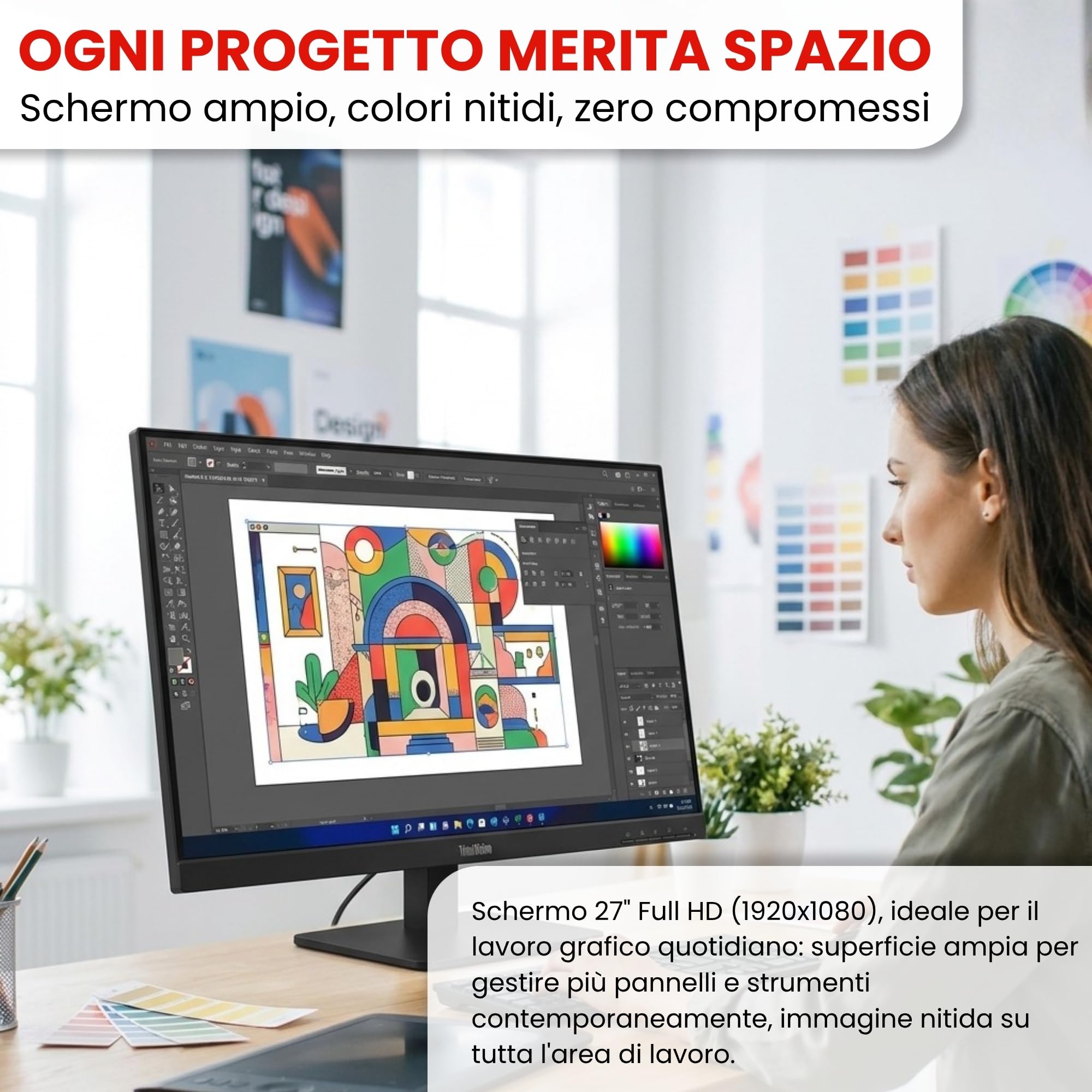 Lenovo Computer Completo 27 pollici i5 8500 16 GB di RAM 256gb SSD NVME Win 11 Pro Office 2021 Pro 36 mesi di garanzia -S27 GARANZIA 36 MESI