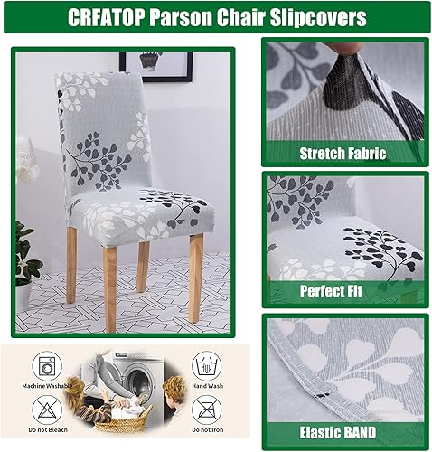 Miniatura 3 de CRFATOP Juego de 4 fundas para sillas de comedor con fundas para silla de banco, fundas para sillas de comedor, fundas tapizadas para silla de