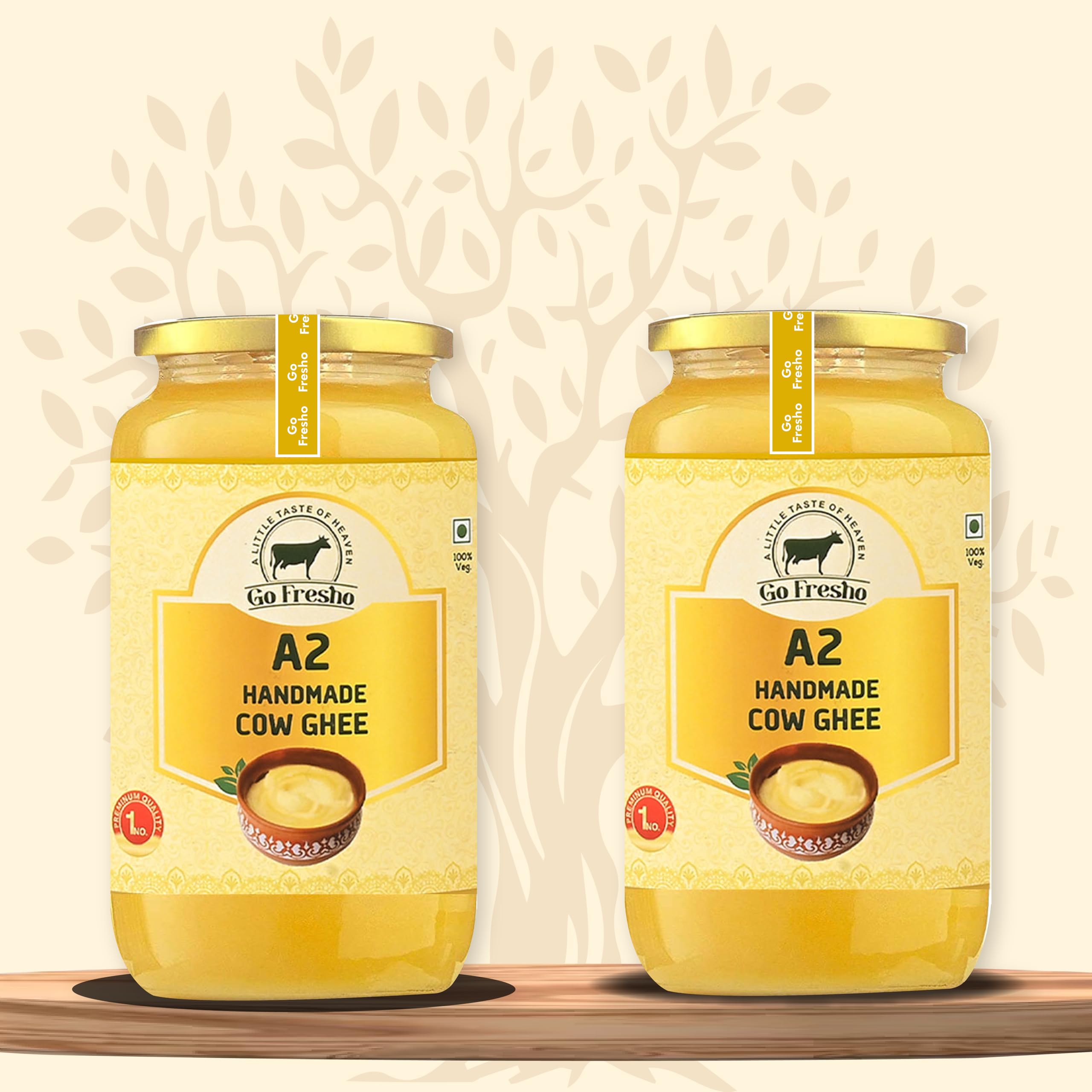 Go Fresho A2 Desi Cow ghee | Vedic Bilona Method|Pure, Natural & Healthy 500ml (pack of 2)
