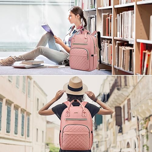 Miniatura 2 de YAMTION Mochila de 17 pulgadas para mujeres y adolescentes, mochila escolar TSA para laptop con USB para estudiantes universitarios, negocios,