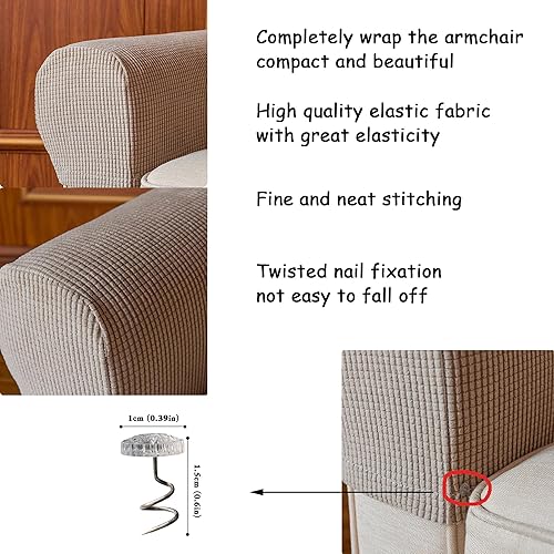 Miniatura 3 de Fundas para sillón, protector de reposabrazos de sofá, juego de 2 fundas elásticas para reposabrazos de sillón, fundas elásticas para reposabrazos