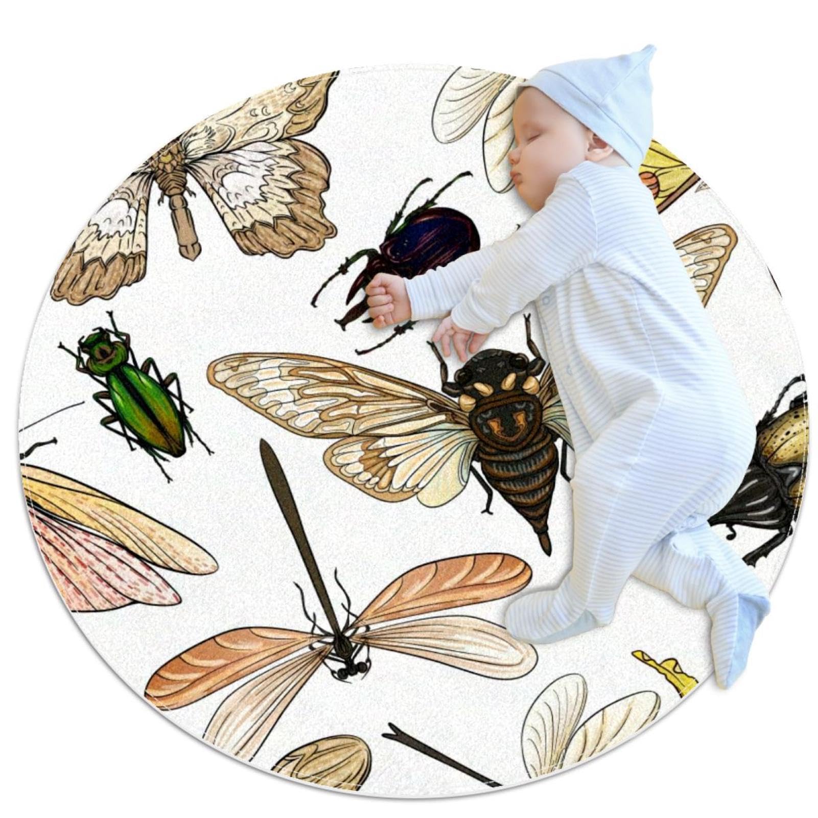 Tapis de salle de bain antidérapant pour chambre d'enfant et canapé, motif libellule 1m