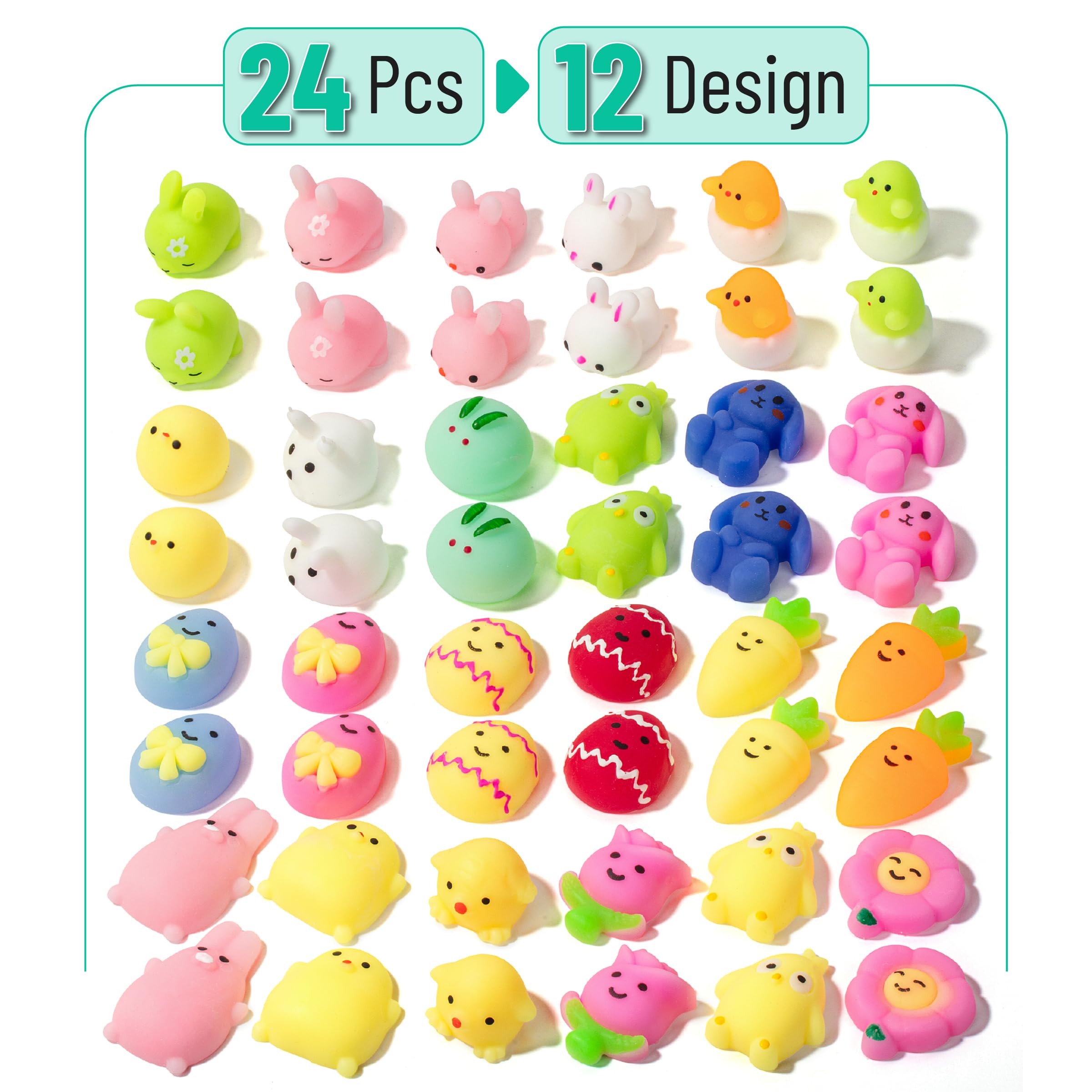 Mr. Pen- Easter Squishy Toys for Kids, 48 Pack, Washable Twistable Stretchy Squishies Bulk, Soft Stress Relief Sensory Toys for Squeezing, Easter Basket Stuffers, Party Favors & Classroom Rewards