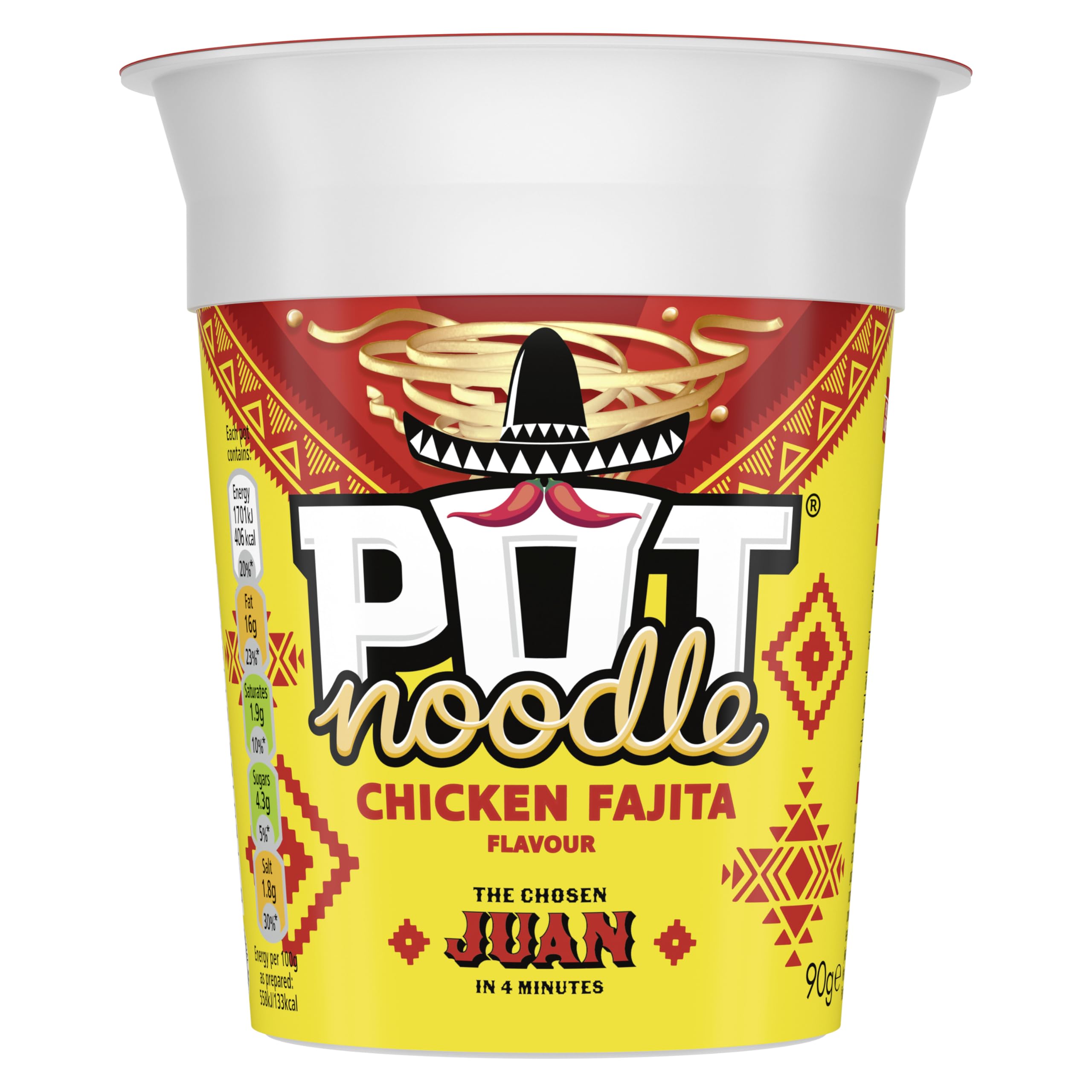 Pot Noodle Chicken Fajita Snack Pot instant vegan* snack quick to make noodles 12x 90 g