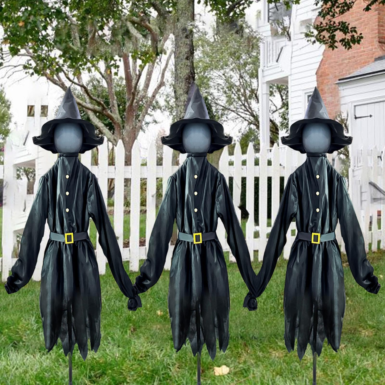 Dekoracje Czarownicy Halloweenowa Upiorna Dekoracja Ogrodowa Zasilana | Straszna Figurka Imprezowa LED 150 cm Wewnętrzna Do Ogrodu Na Podwórko Patio Trawnik Przed Drzwi Wejściowe Na Przy