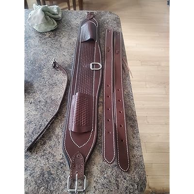 Floral Carved Saddle Strap Western Tooled Leather Rear Flank Cinch With Billets – Floral Carved Horse Saddle Strap, Genuine Leather, Handcrafted Western Leather Flank Cinch