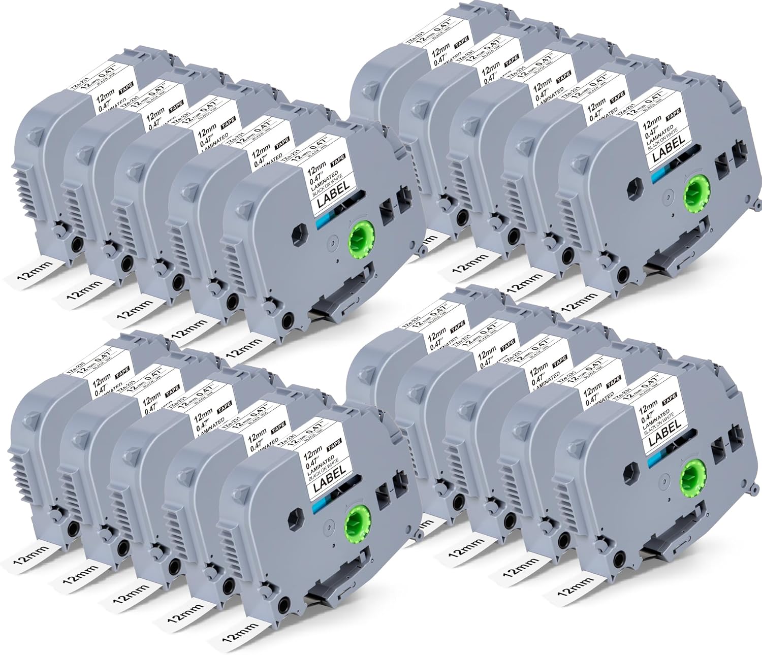 WEEMAY TZ Tape 12mm 0.47 Laminated White Compatible for Brother Label Maker Tape TZe 231 12mm 0.47 Black Ink on White Refill for P Touch Label Maker PTD210 PTD220 PTD610BT PTH110, 20 Pack