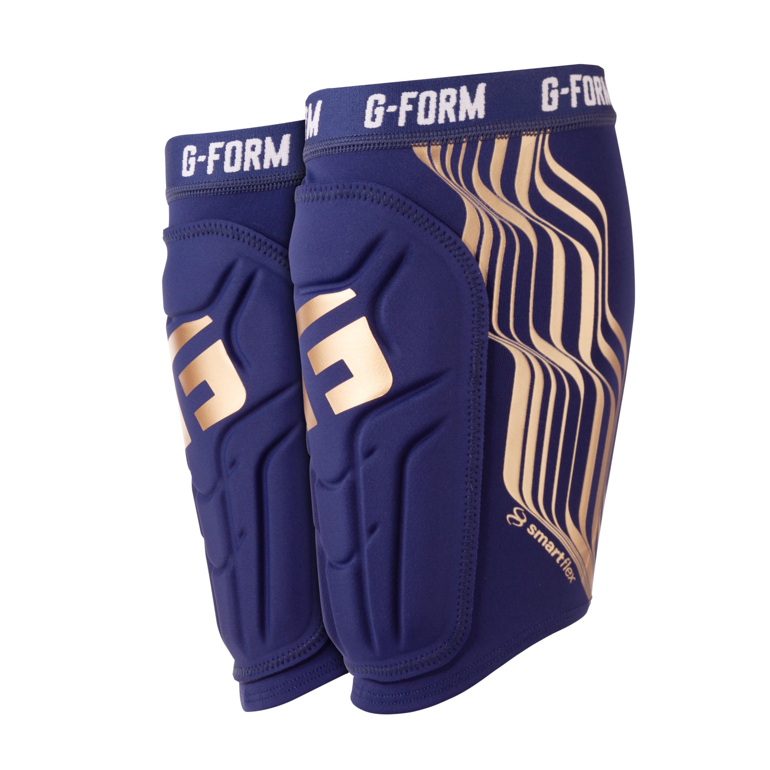 G-Form V2 Soccer Shin Guards, Navy/Gold, Adult Large