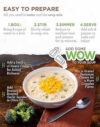 Miniatura 2 de READYWISE - Simple Kitchen, Cheddar Brócoli - Mezcla de sopa, 8 porciones, paquete de 6, tamaño familiar, MRE, sin gluten, alimentos liofilizados,