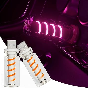 LED Car Interior Light, Touch Control USB Night Lamp, Retro Style Ambient Lighting for Auto, Bedroom, Desk 2PCS Pink