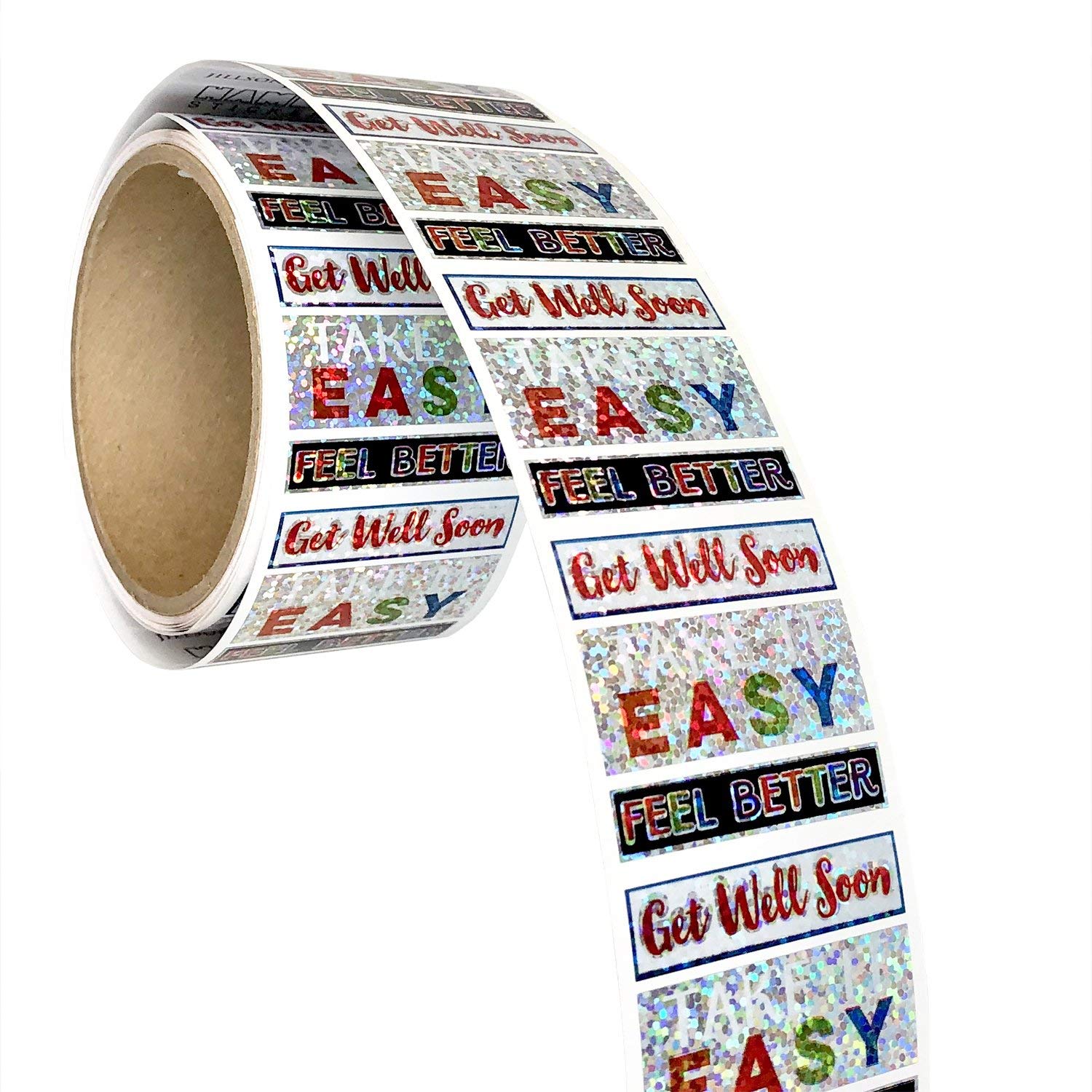 Jillson & Roberts Bulk Roll Stickers, Get Well/Take It Easy/Feel Better, 100 Repeats