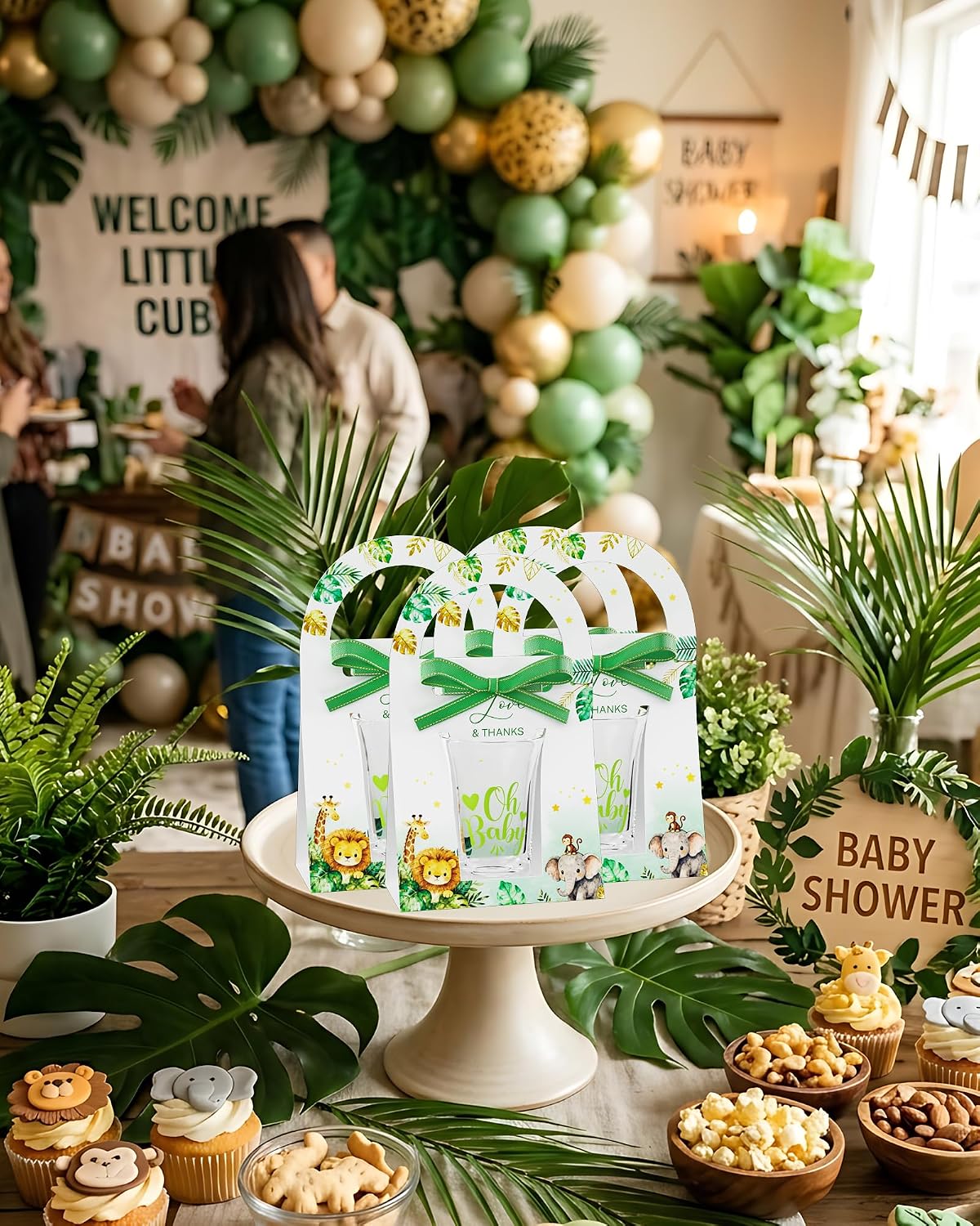 50 Sets Baby Shower Favors for Guest-OH BABY Woodland Theme Baby Shower 1.18oz Acrylic Clear Safari Jungle Shot Glasses Bulk With Gifts Boxes Party Supplies for Gender Reveal