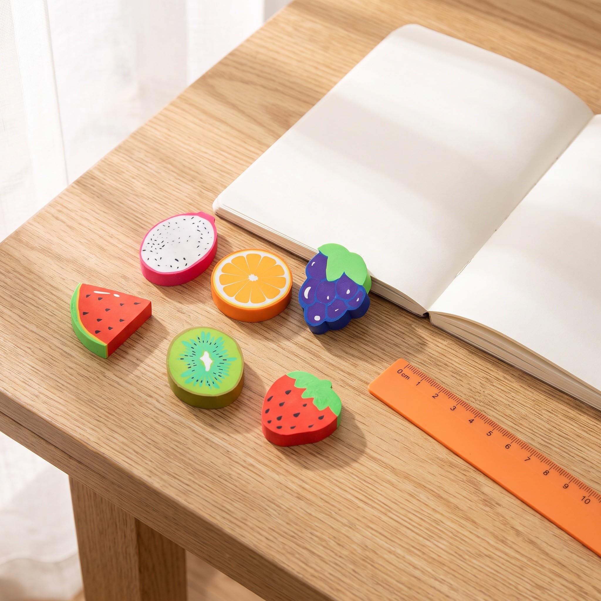 Kisangel 72 gommes fantaisie en forme de fruits : Gommes colorées pour la r