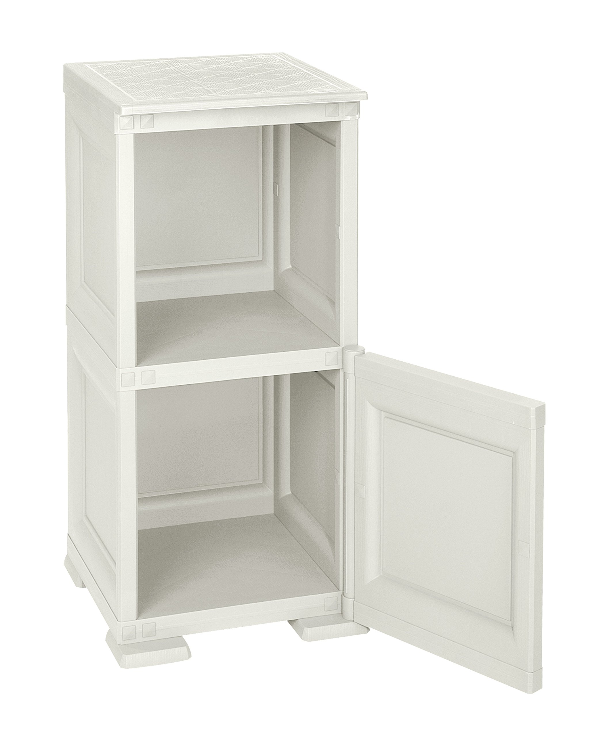 Tontarelli S.p.A. COLONNINA Mista 2 Moduli 1 Anta Liscia Mobile Contenitore, Panna, 40x47x85.5 cm