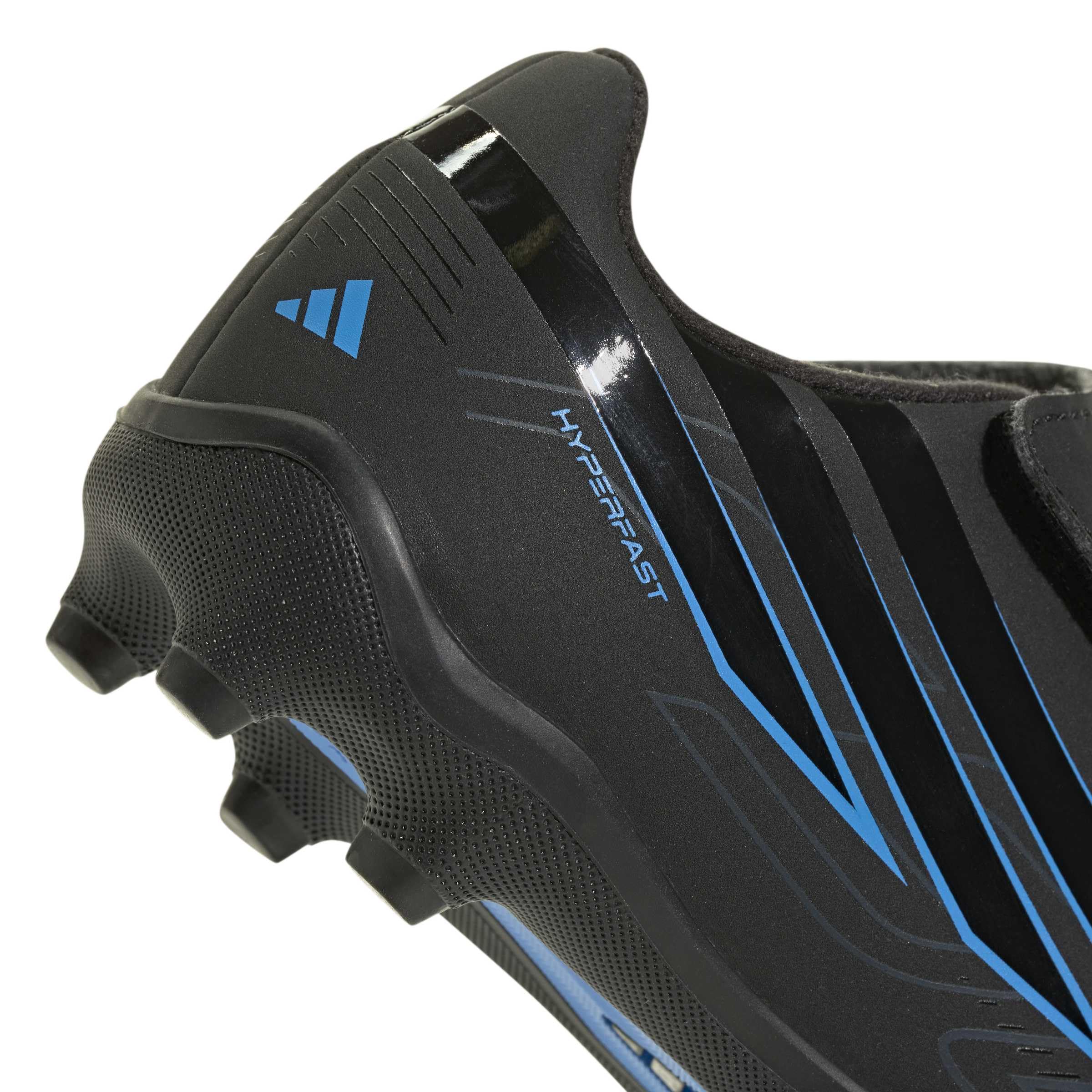 adidas Unisex Kinder F50 Hyperfast Club Velcro Firm Ground/Multi Ground Football Boots Children Shoes, core Black/core Black/Lucid Ray Blue, 30 EU