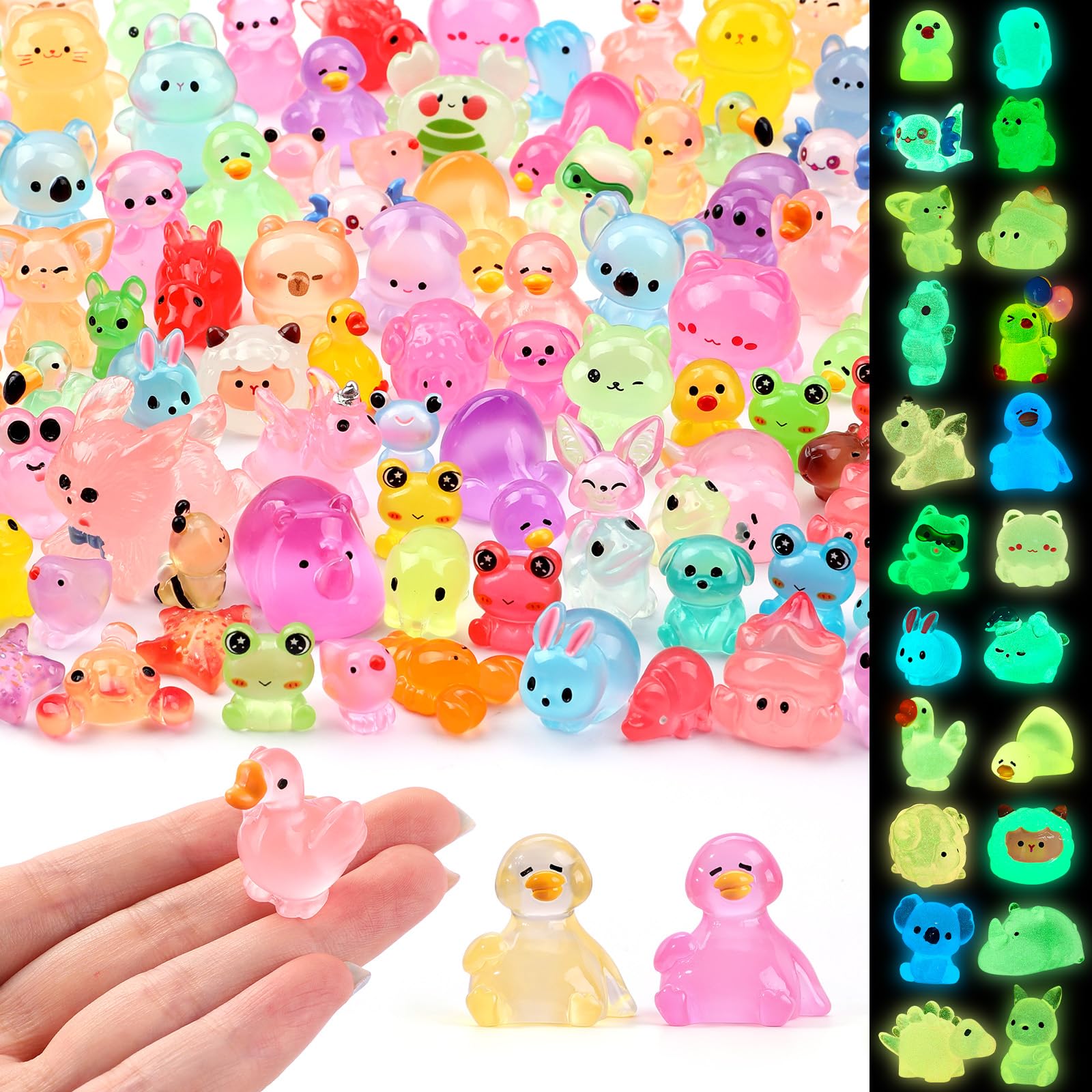 85pcs Mini Luminous Resin Animals 49 Styles Miniature Resin Animal Figures