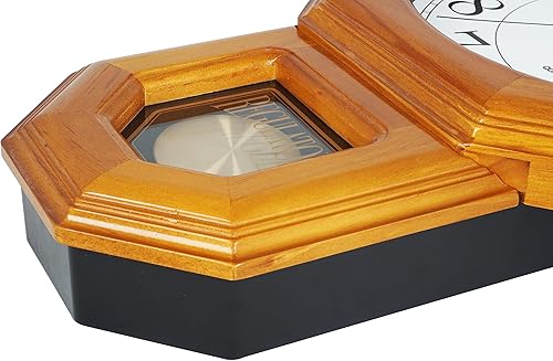 Miniatura 6 de JUSTIME Traditional Schoolhouse - Reloj de pared de péndulo de madera maciza con campanillas cada hora con melodía Westminster (madera natural con