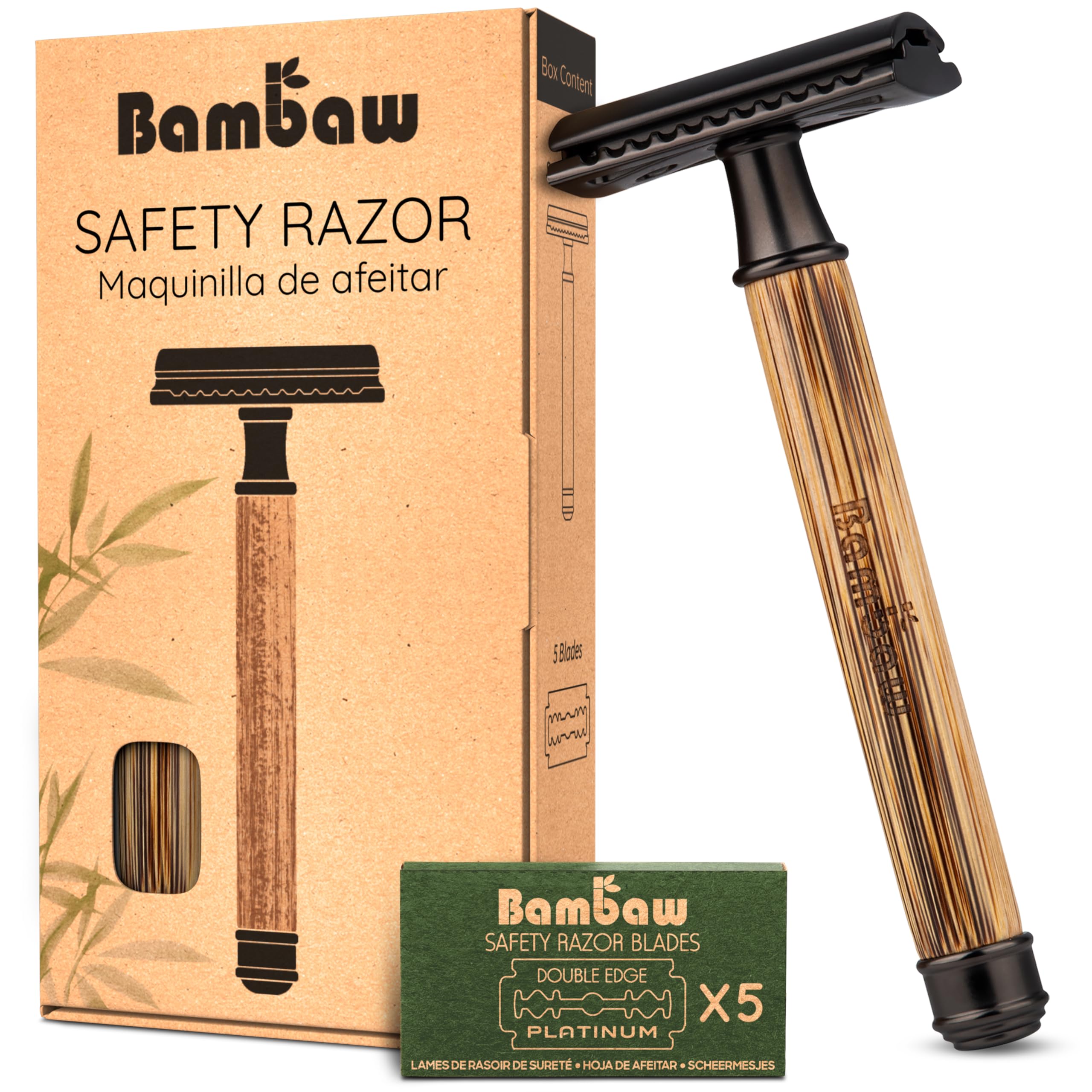 Amazon.com: Bambaw Single Blade Razors for Men & Women, Bamboo