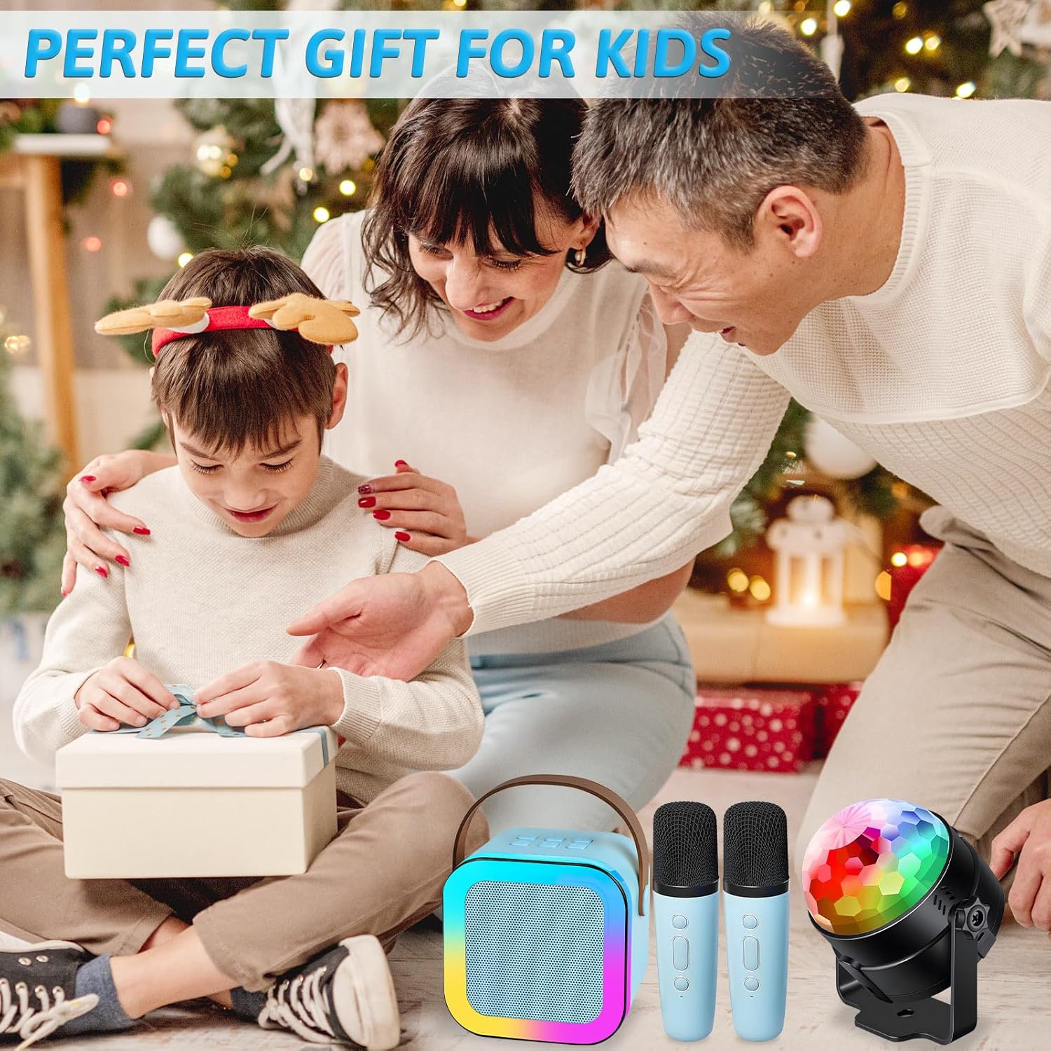 Mini Karaoke Machine with 2 Wireless Microphones for Kids, Portable Karaoke Machine for Kids, Kids Karaoke Machine Toys for Girls Boys Gifts for Home Parties Birthday (Blue) - Image 5