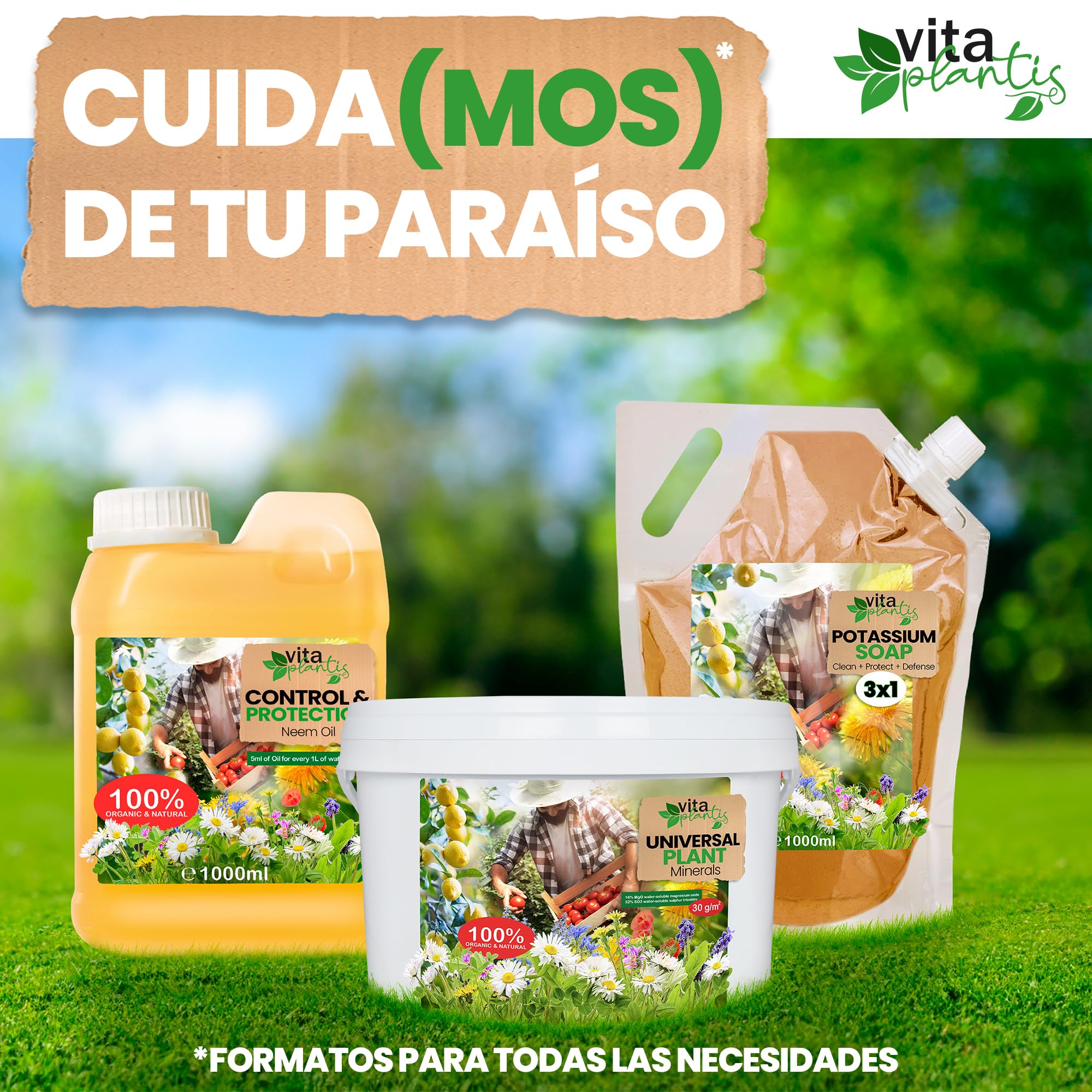 Aceite de Neem Solucion Natural para Plantas de Interior y Exterior, Jardin, Arboles Frutales, Huerto. Triple Accion: Enraizante, Repelente e Insecticida (5000 ml)