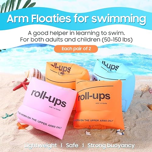 Miniatura 3 de Arm Floaties for Kids 6-12 Yrs - Toddler Floaties Pool Swim Floats Inflatable Swim Arm Bands Floater Sleeves, PVC Thickened (6 Pack)