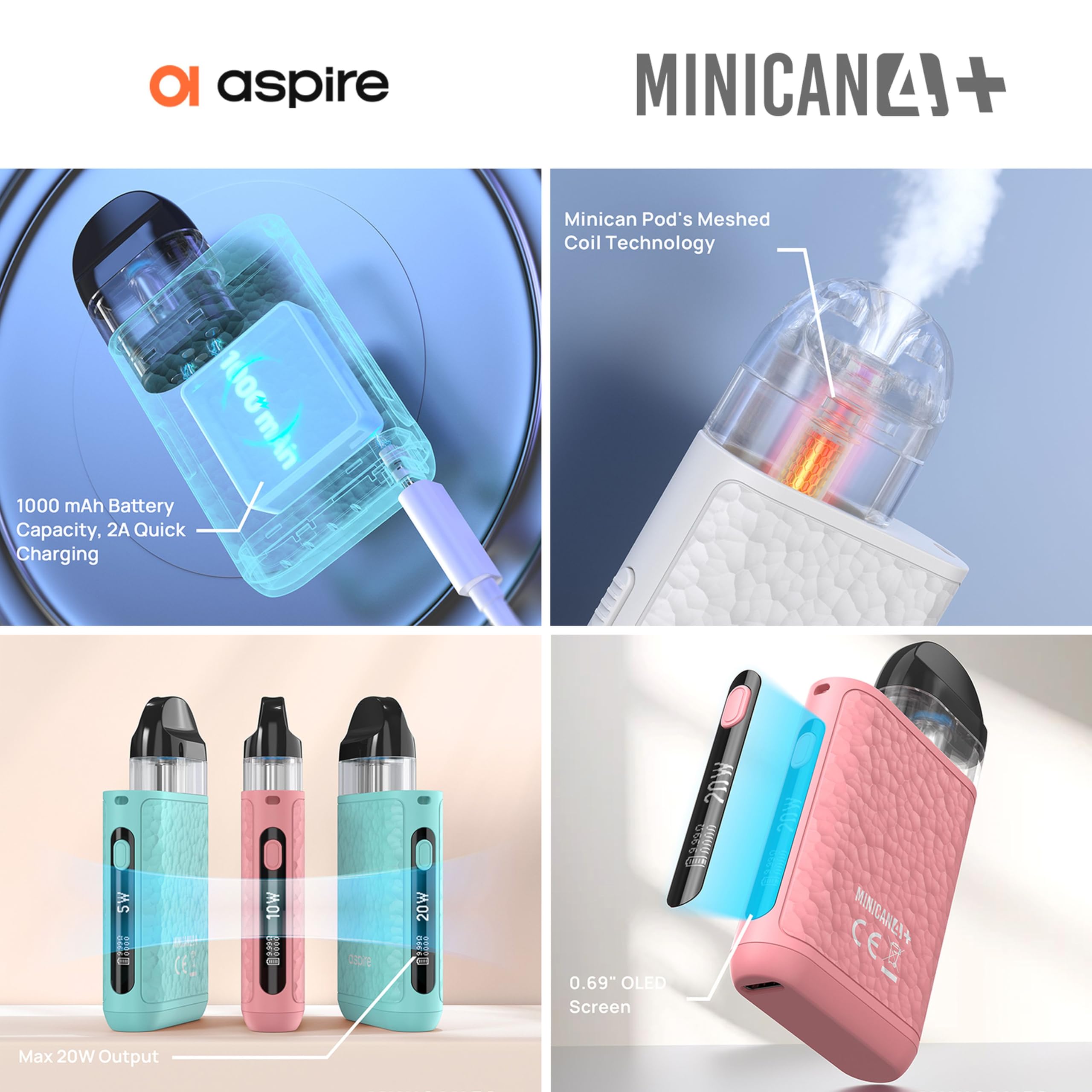 Amazon | 【4＋】 aspire minican4 POD kit アスパイア ミニカン 4