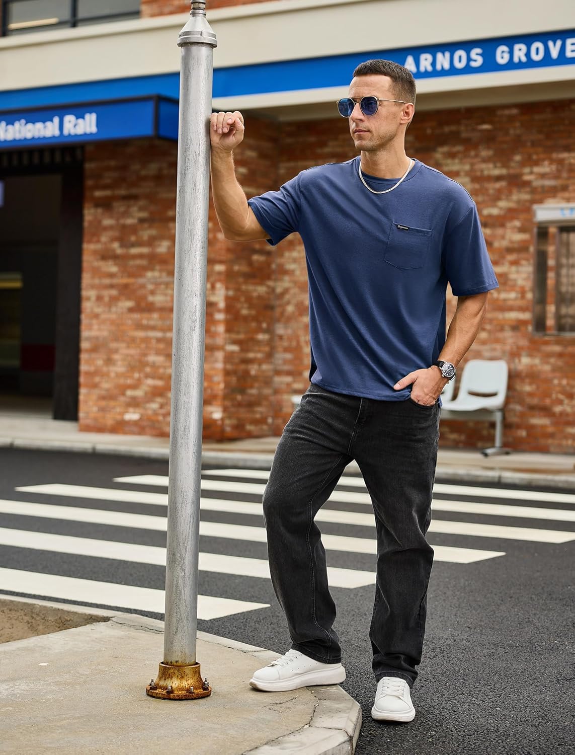 YawYews Mens Athletic Oversized Tshirts Lightweight Moisture Wicking Quick Dry Workout Tee with Pocket - Image 4