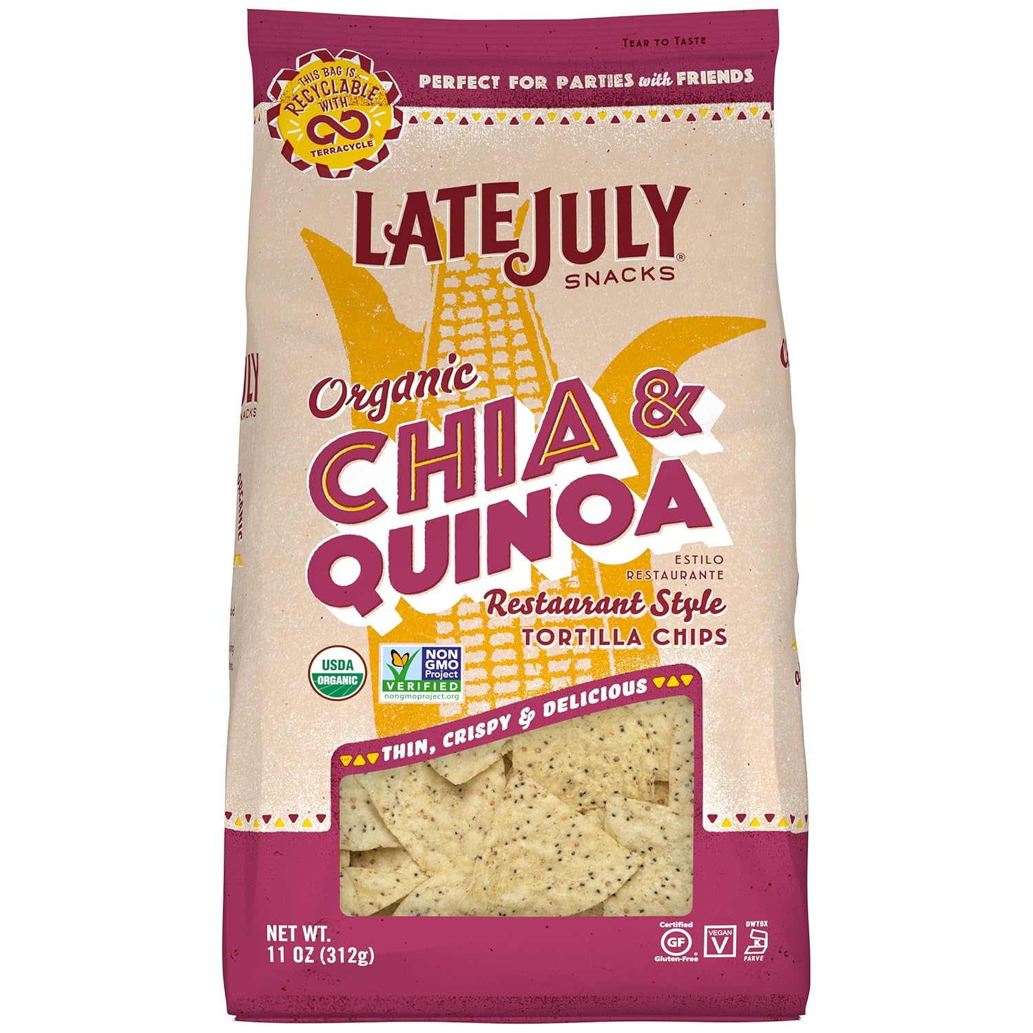 LATE JULY Snacks Restaurant Style Chia & Quinoa Tortilla