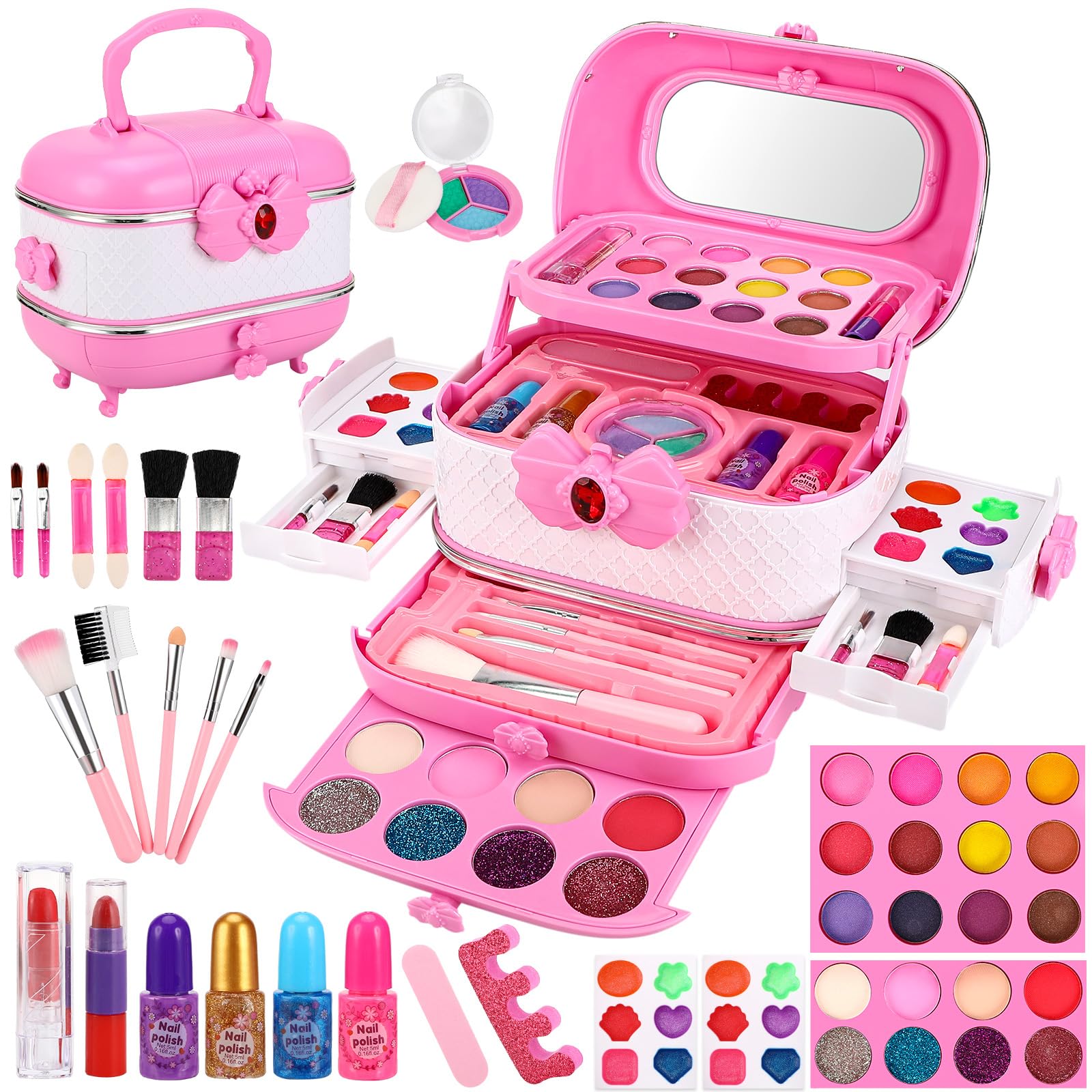 Trucchi Bambina Set, Lavabile Set Di Trucchi Per Bambini, Valigetta di Trucchi per Bambine, Compleanno Regalo Bambina 3 4 5 6 7 8 9 10 11 12 Anni