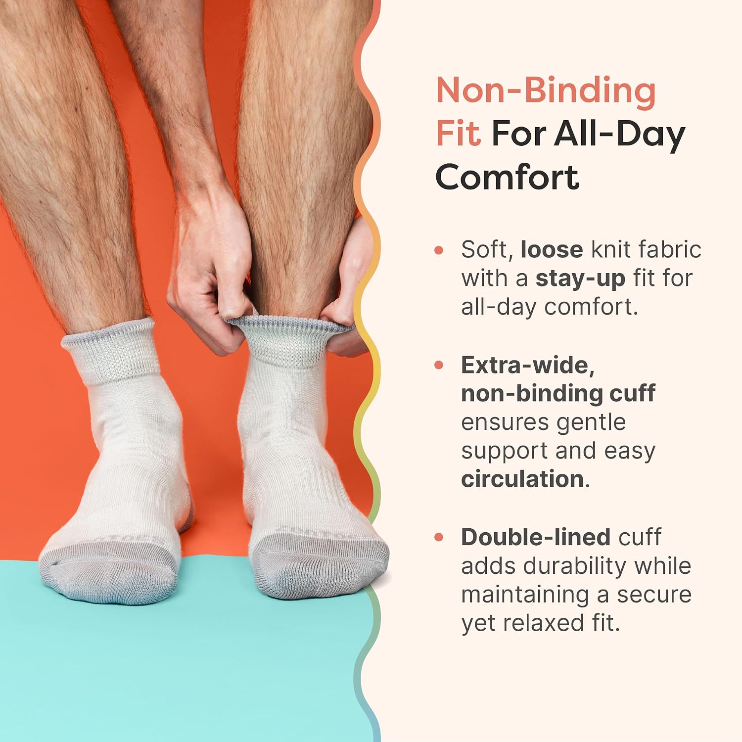 ZenToes Diabetic Socks for Women & Men | 2 Breathable Pairs with Arch Support | Non-Binding Cuff to Promote Circulation | Seamless Toe & Moisture Control Design | Large, White & Gray
