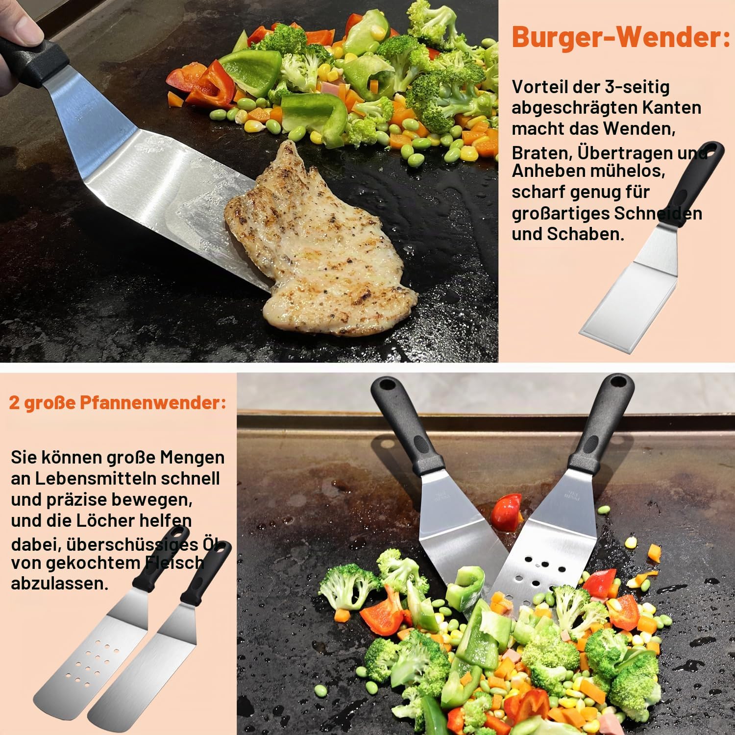 38-teiliges Grillzubehör-Set, professionelles Grillwerkzeug-Set für das Kochen im Freien, Edelstahl-Grillspatel-Set mit Zange, Burgerpresse, Tragetasche, perfektes Grillgeschenk für Männer und Väter