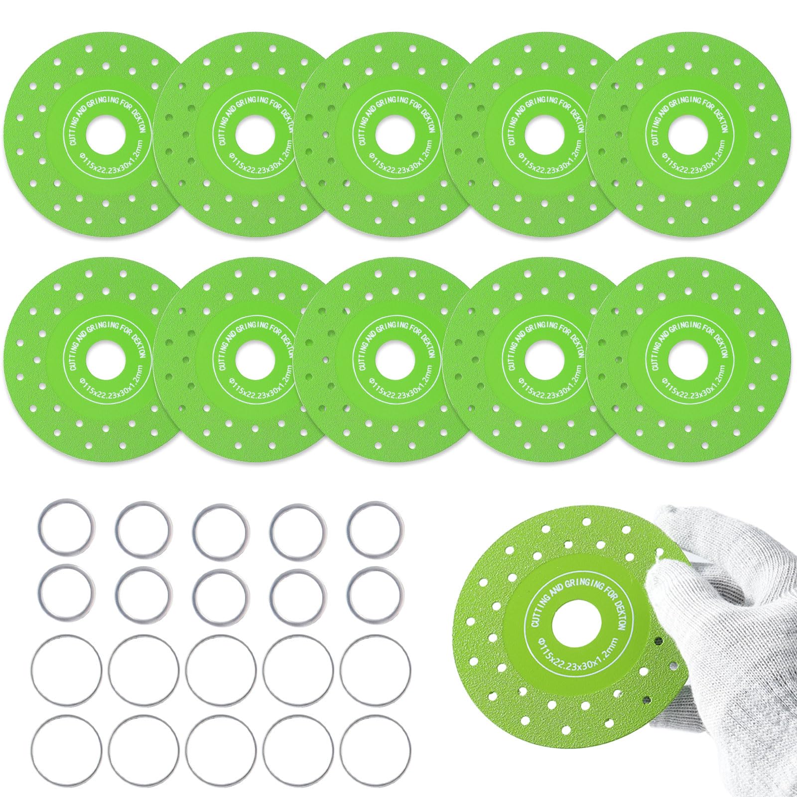 4.5" Diamond Grinding & Cutting Discs, 115mm Flat Angle Grinder Blades with 7/8" Arbor, Dry/Wet Use for Marble, Ceramic, Quartz, Tile and Glass