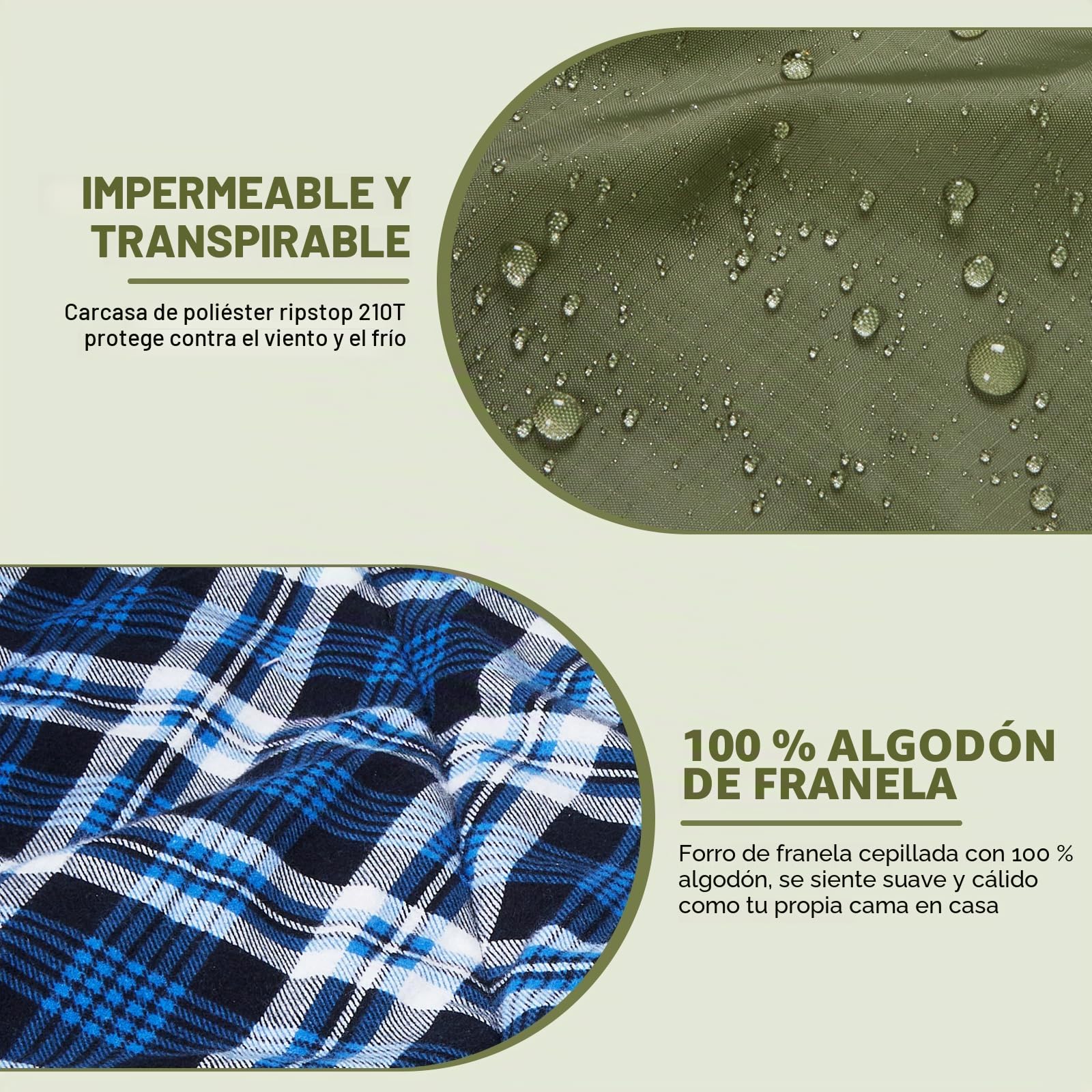 Saco de Dormir Doble de Franela de algodón con Capucha con Forro Polar, Impermeable, tamaño Queen, para 2 Personas, para Adultos, Clima frío, Camping, mochilero o Senderismo, 3-4 Estaciones